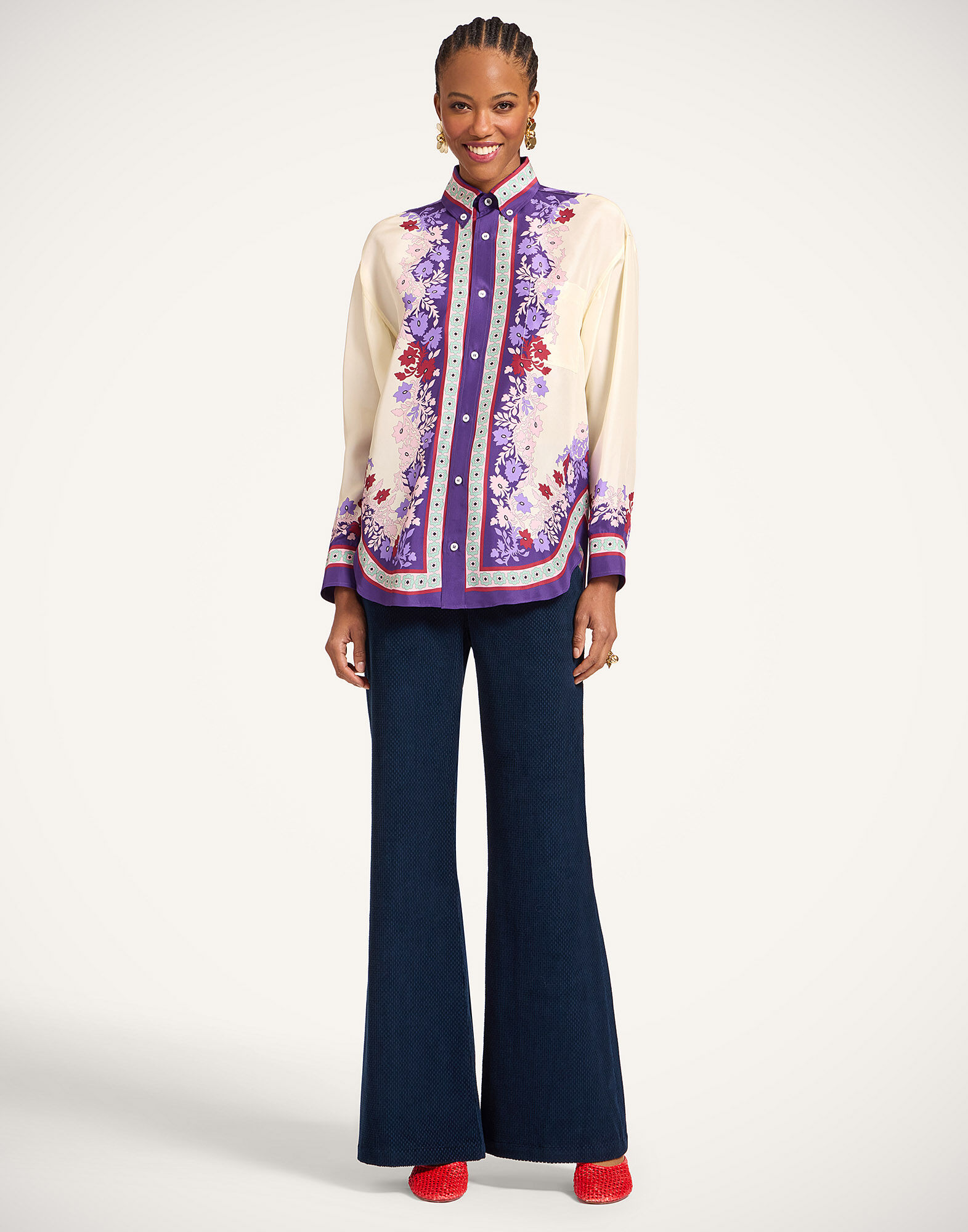 La DoubleJ The Flare Pants Solid Navy TRO0140VEL020SOLIDBU06