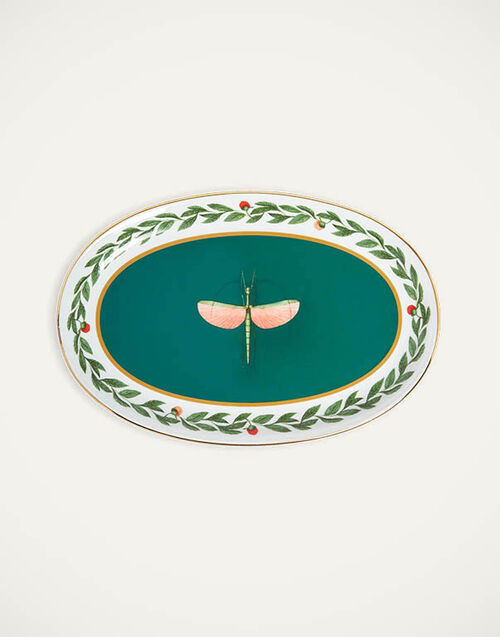 La DoubleJ Oval Platter Libellula Green PLA0002CER001LIB03GR02