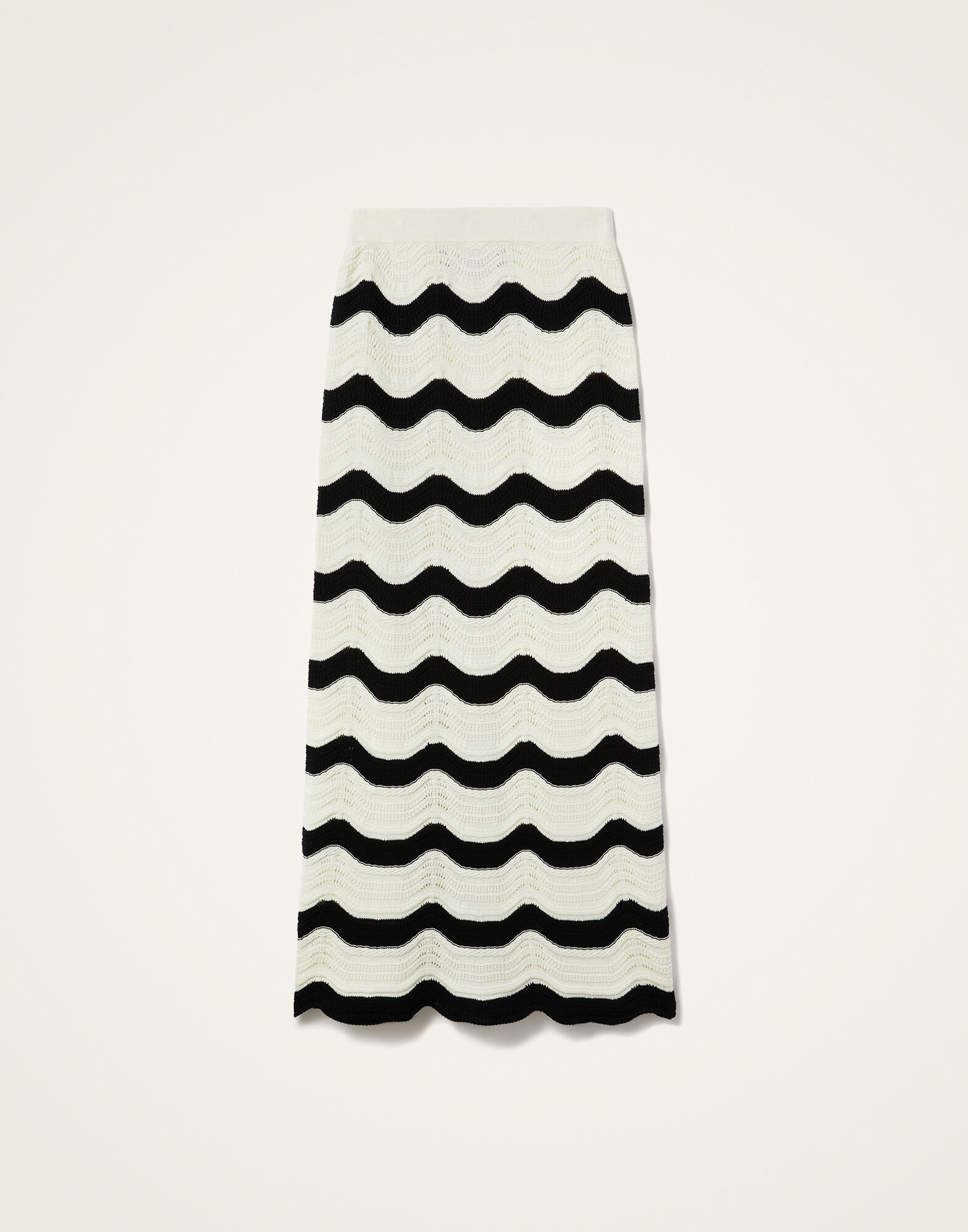 La DoubleJ Chevron Skirt Bicolor Black & Ivory SKI0155KNI158VA383BL01