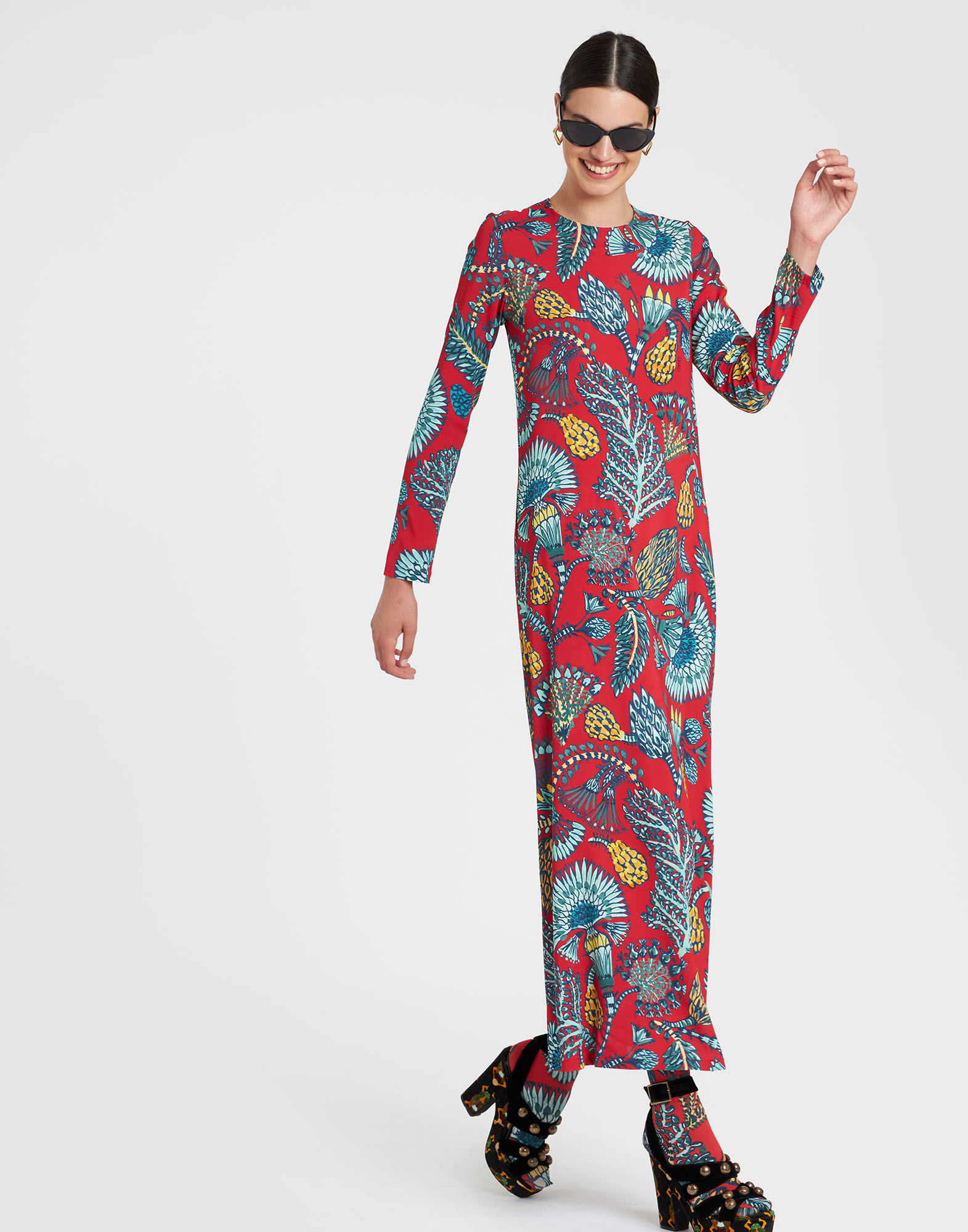 La DoubleJ Long Sleeve Swing Dress Sicomore Red DRE0184VIS001SIC01RE01