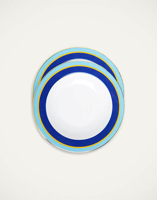 La DoubleJ Soup Plates Set Of 2 Rainbow Blue SOU0002CER001RAI04BU03