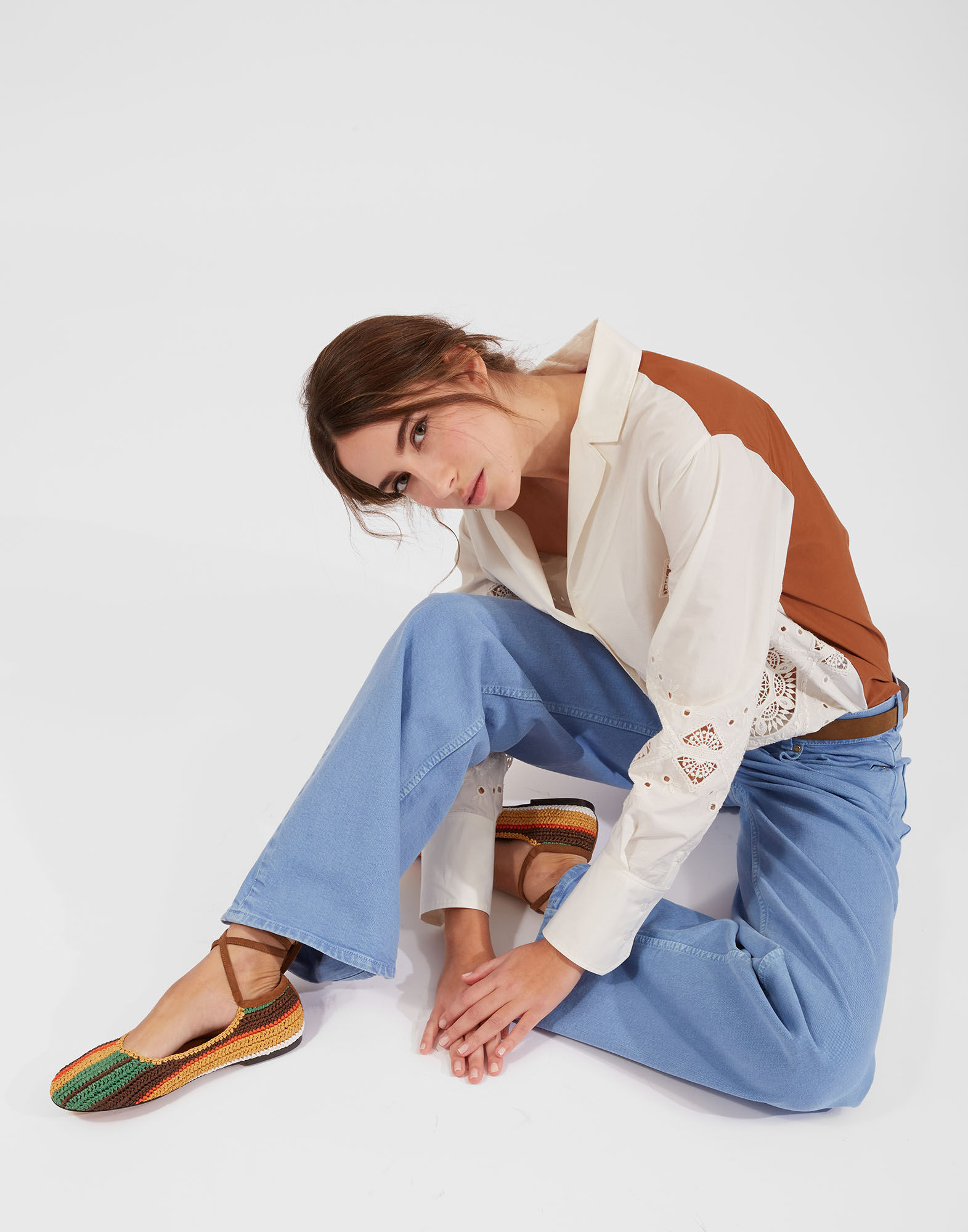 La DoubleJ Ballerina Flats Multicolor Cioccolato SHO0061RAF001MUL65BR07