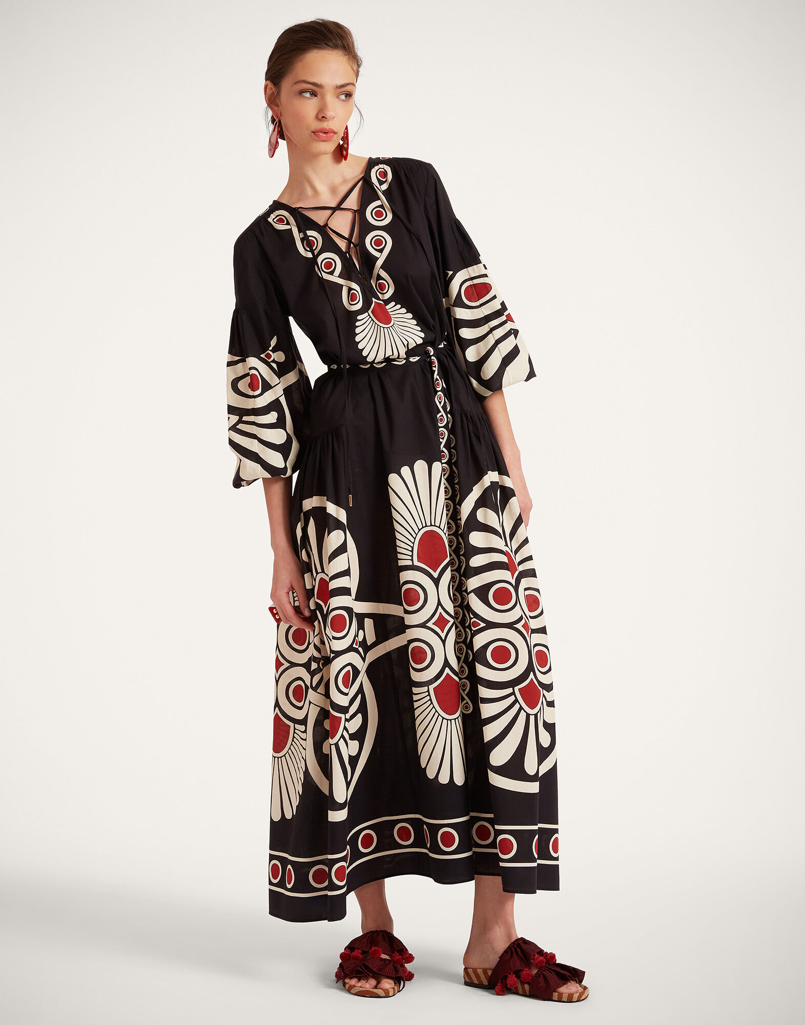 La DoubleJ Viviana Dress Medallion Plac&eacute;e Black DRE0716COT056MED01BL01