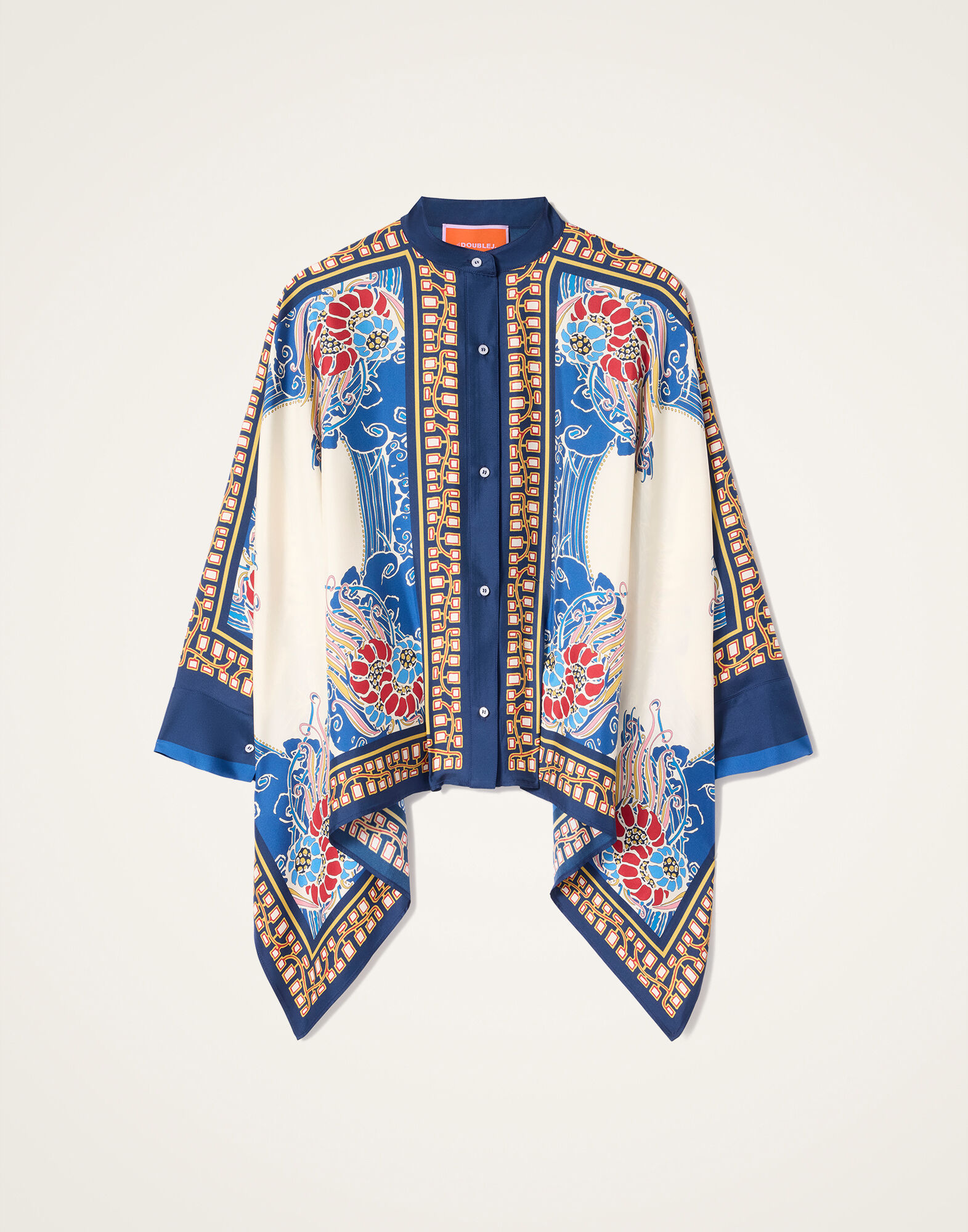 La DoubleJ Foulard Shirt Lemuria Plac&eacute;e Blue SHI0059SIL006LEM02BU03