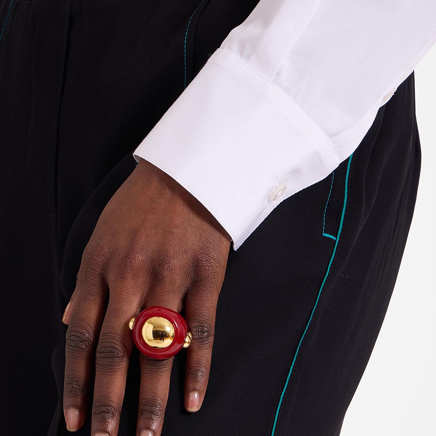 La Doublej Hathor Ring In Solid Red