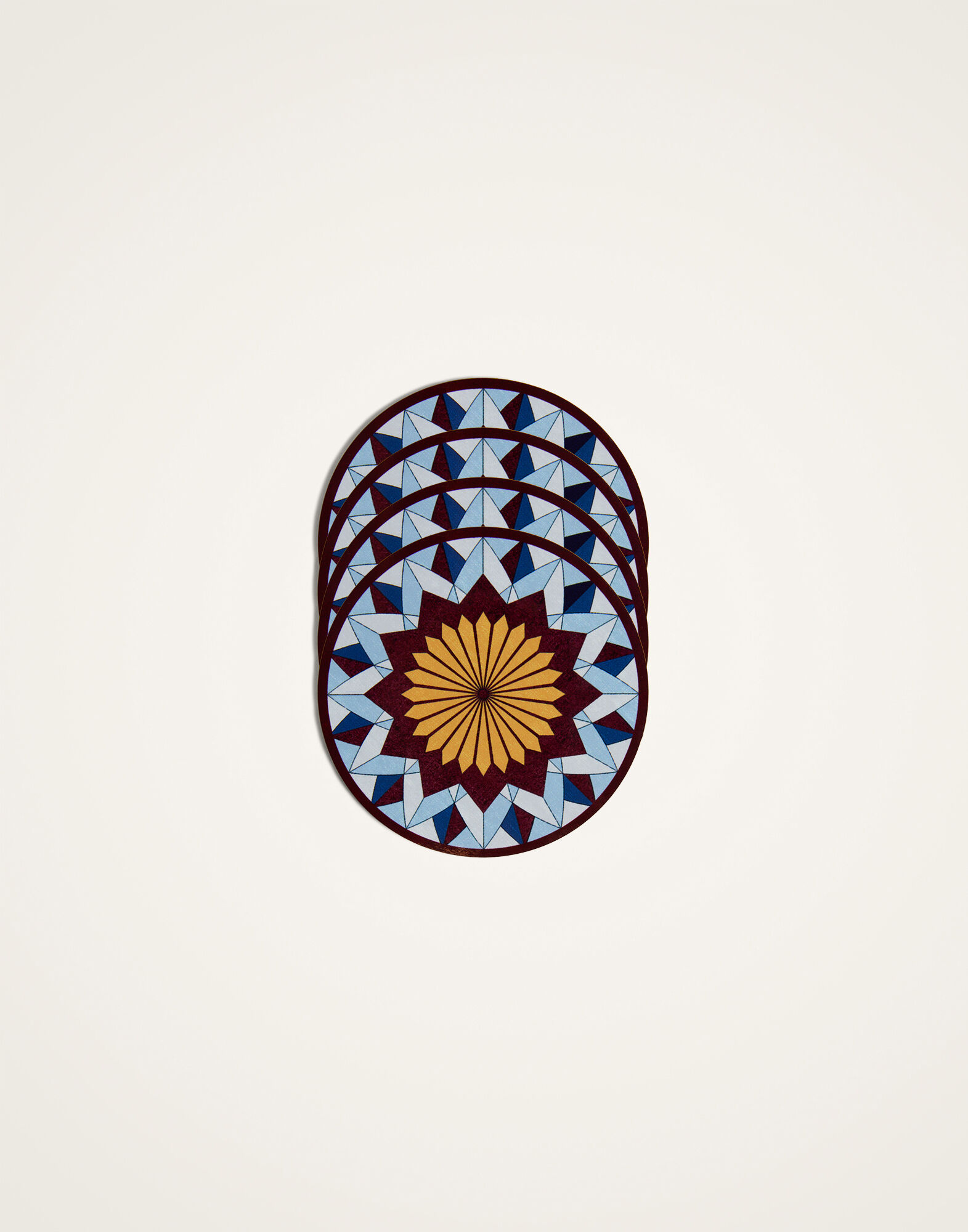 La DoubleJ Disk Coasters Set Of 4 Lotus Of Life Blue CST0009CRK001LOL01BU03