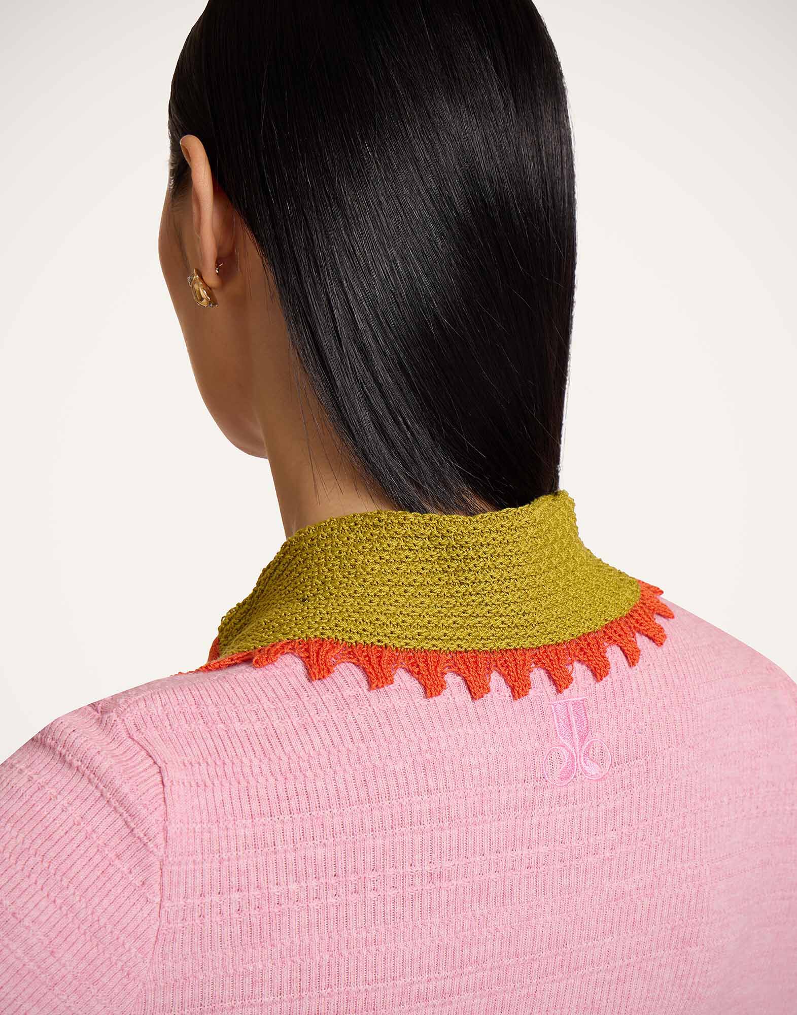 La DoubleJ Picket Polo Jumper Solid Pink PUL0280KNI154SOLIDPI01