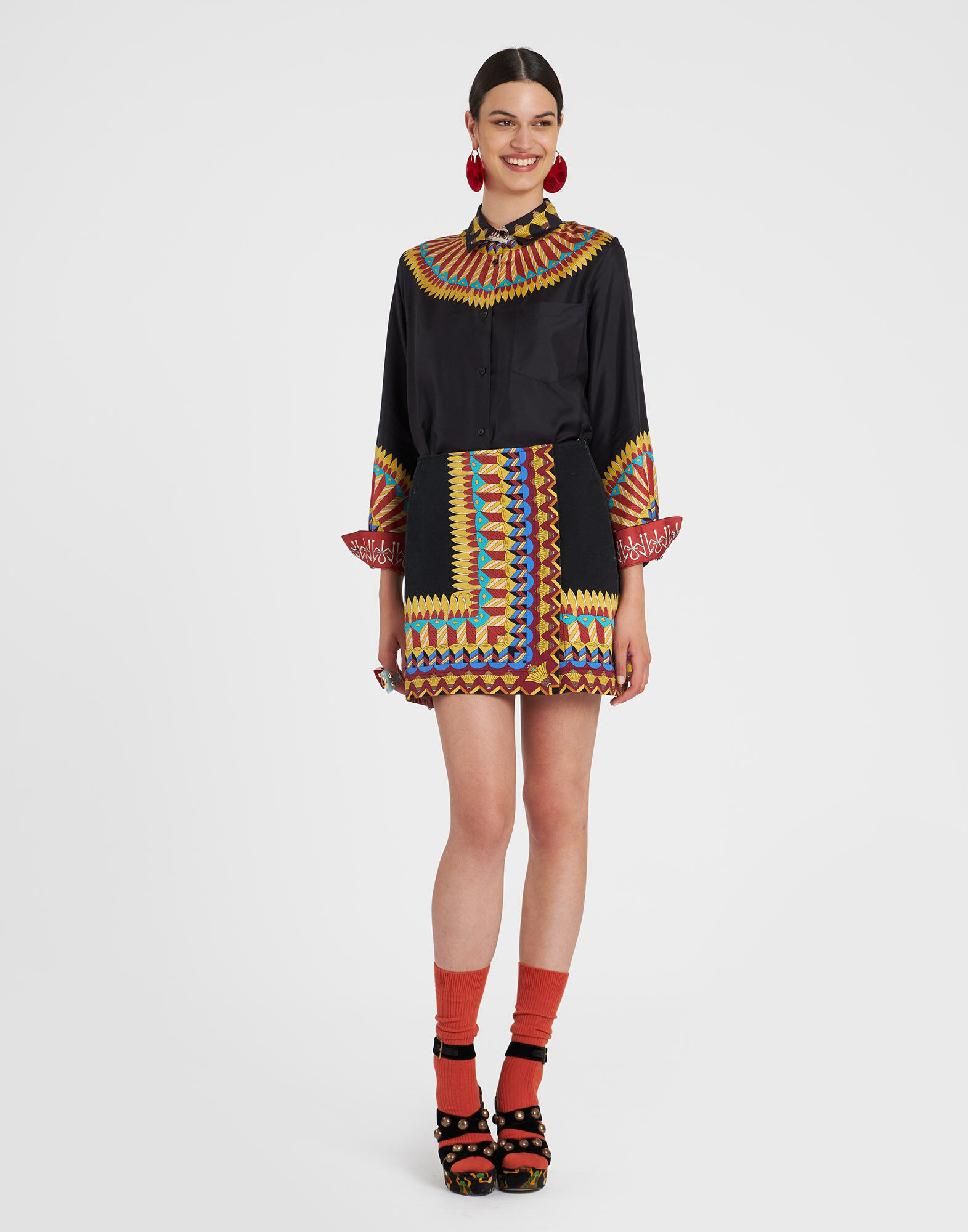 La DoubleJ Boy Shirt Delta Plac&eacute;e Black SHI0040SIL006DEL02BL01