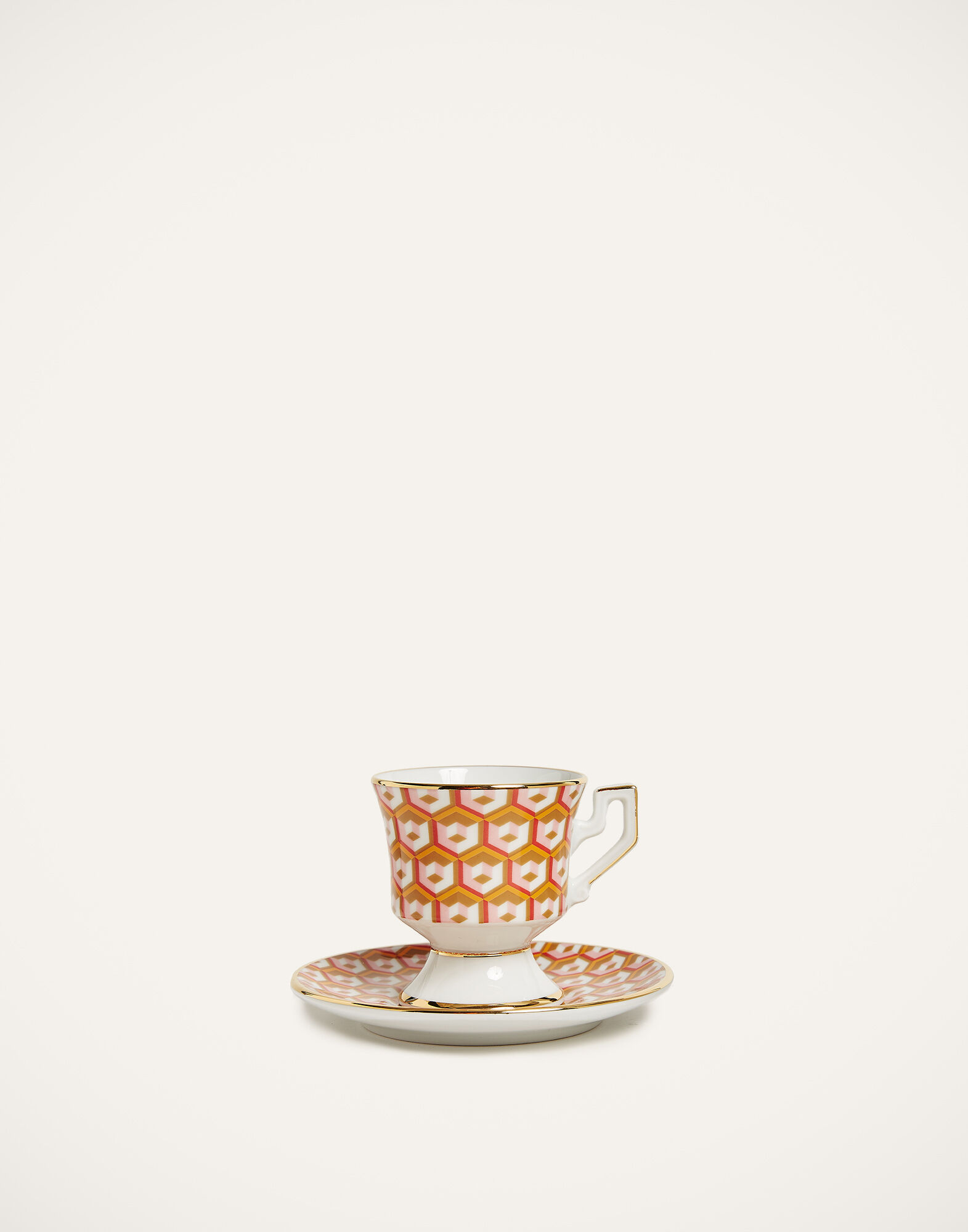 La DoubleJ Espresso Cup & Saucer Set of 2 Cubi Oro DIS0007CER001CUB0006