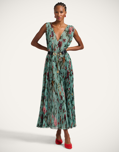 La DoubleJ Dresses Women - Twirling Long Dress Zooflora Light Blue M 100% Polyester La DoubleJ Dresses Women - Twirling Long Dress Zooflora Light Blue M 100% Polyester