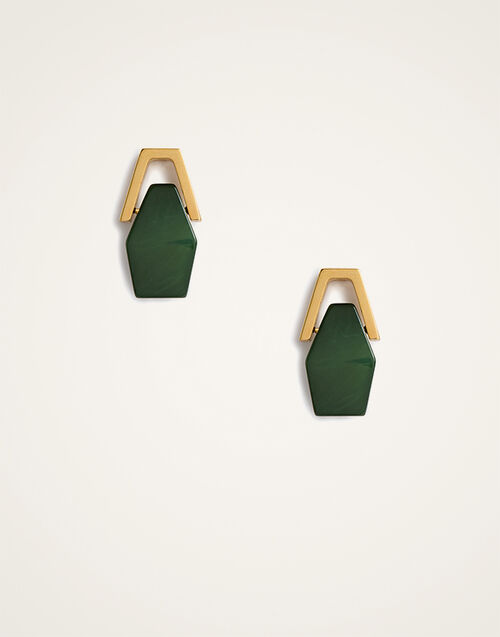 La DoubleJ Portal Earrings 24k Gold Plate & Green Resin EAR0051POL014SOLIDGR08