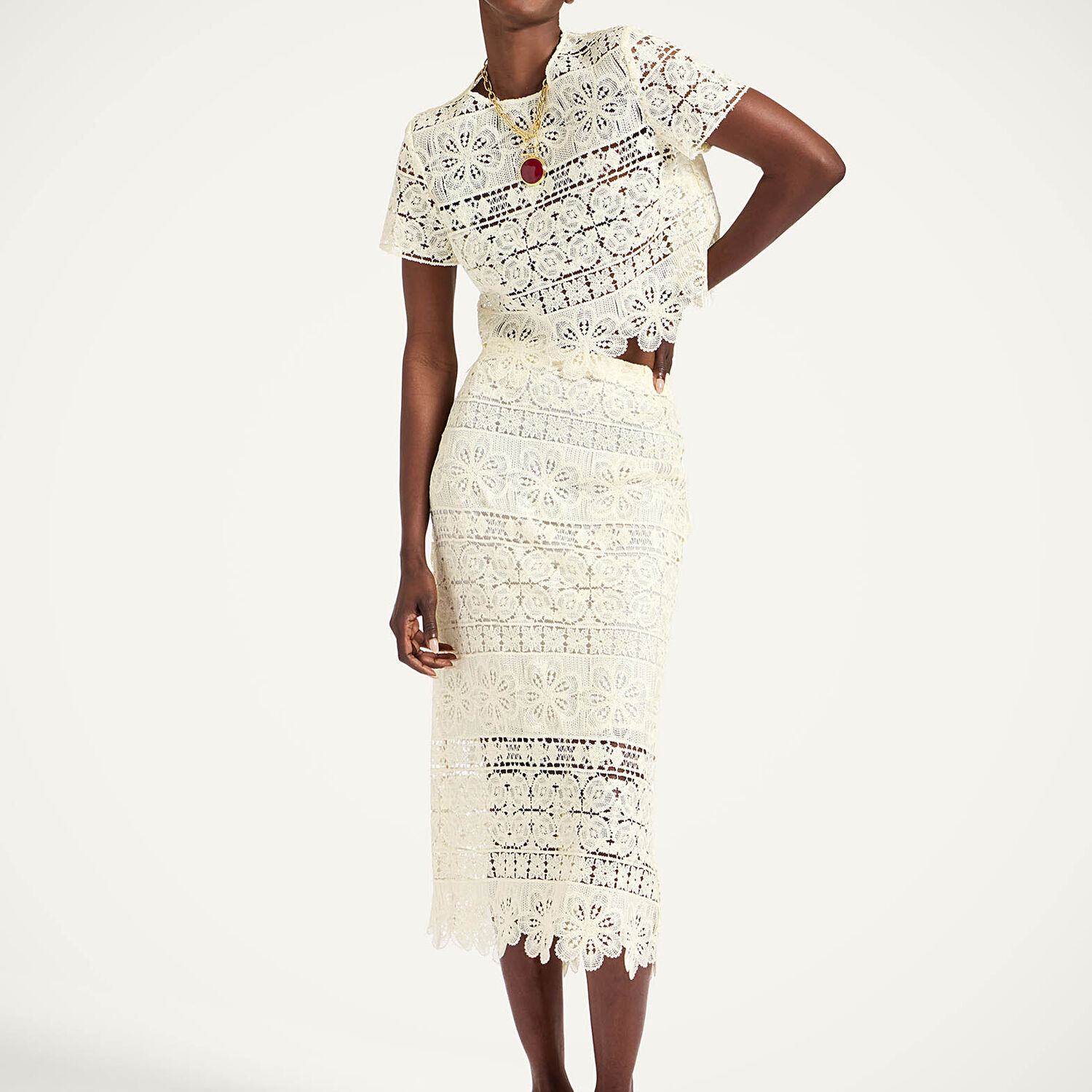 La Double J Lacey Pencil Skirt