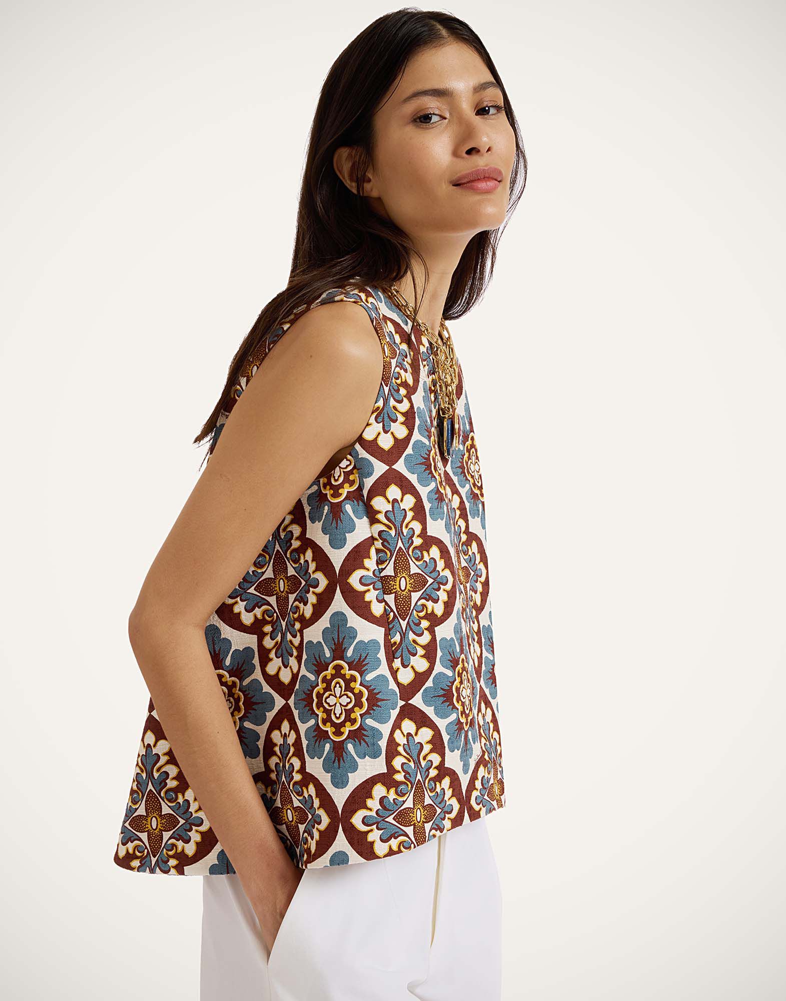 La DoubleJ La Scala Top Palazzo Chocolate TOP0016COT005PAL10BR07