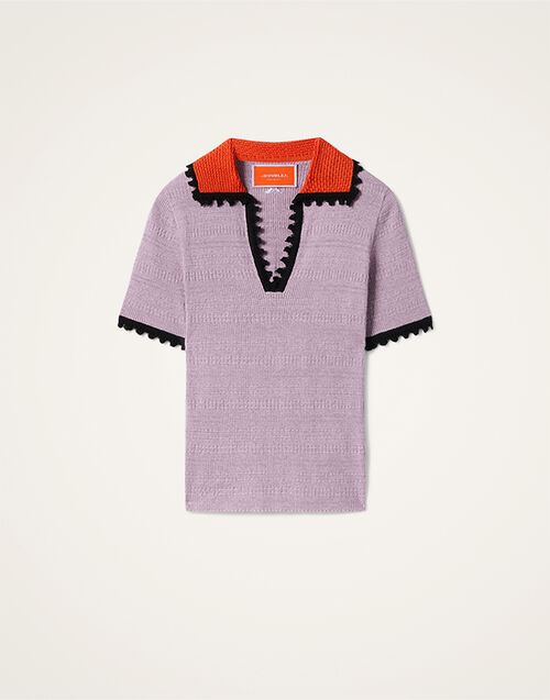 La DoubleJ Picket Polo Top Solid Lilac PUL0273KNI154SOLIDPU02