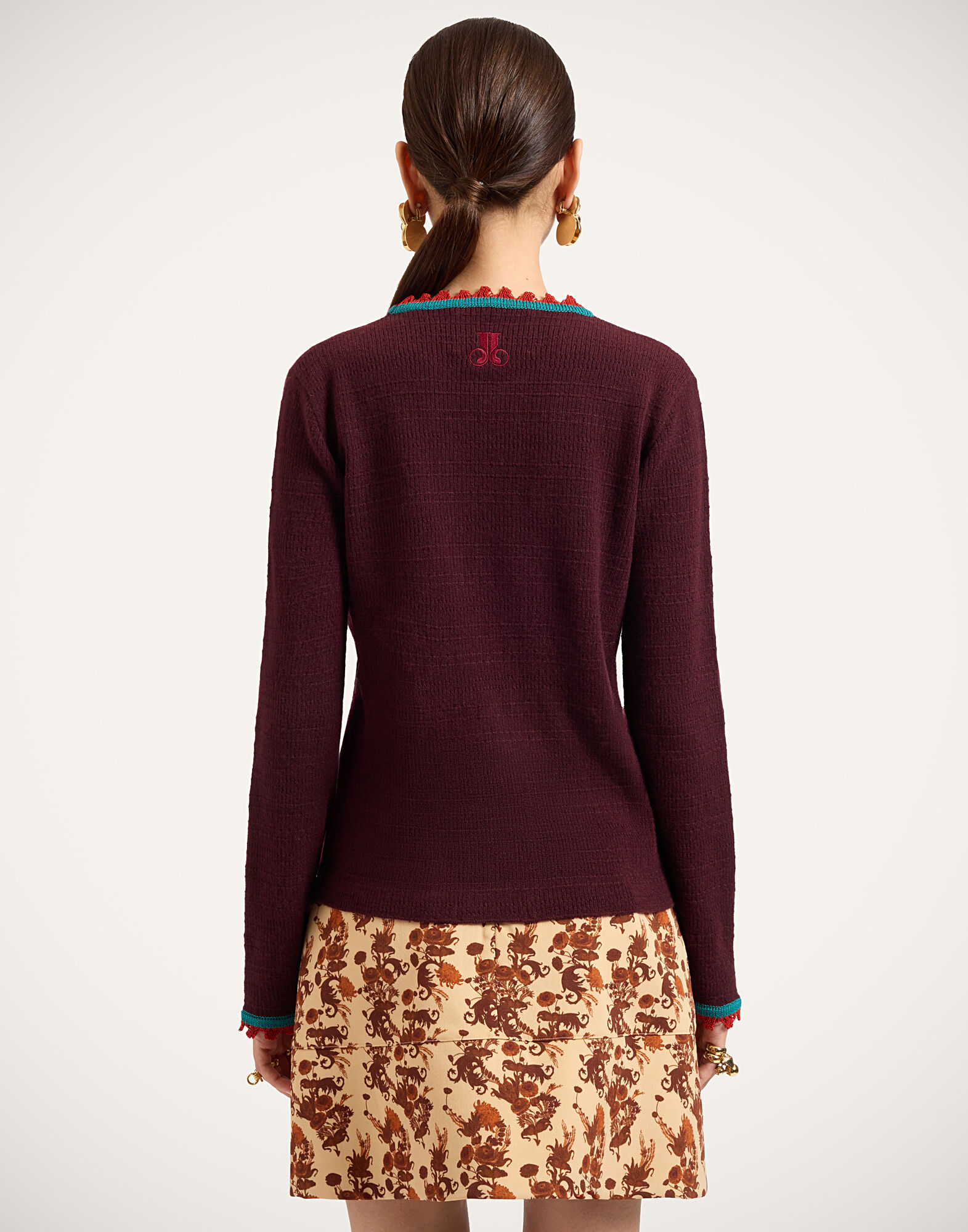 La DoubleJ Picket Crew Neck Solid Burgundy PUL0308KNI171SOLIDRE07