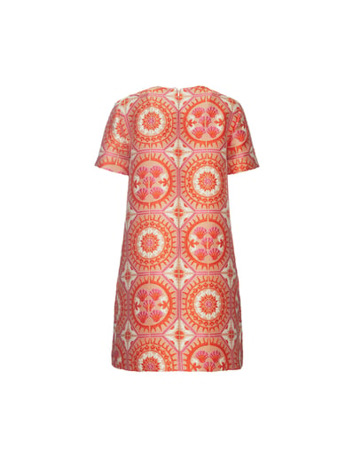short sleeve jersey swing dress Vixey Textured Jersey Round Neck Short Sleeve Midi Swing Dress