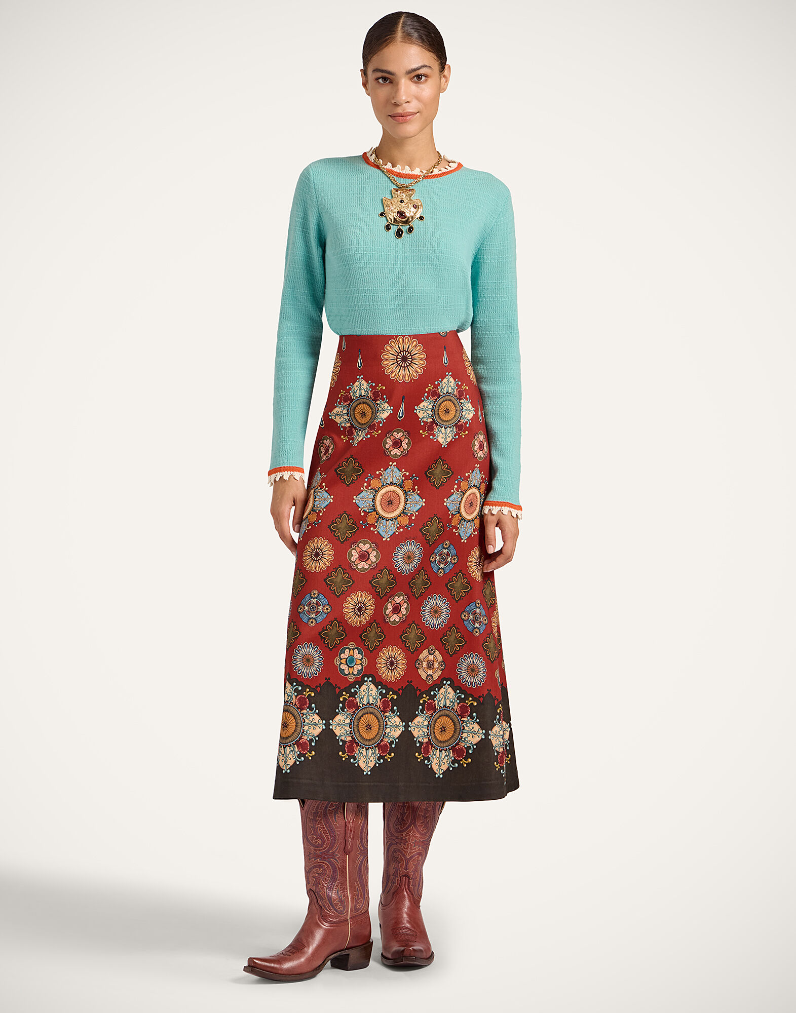 La DoubleJ Picket Crew Neck Solid Teal PUL0308KNI171SOLIDBU07