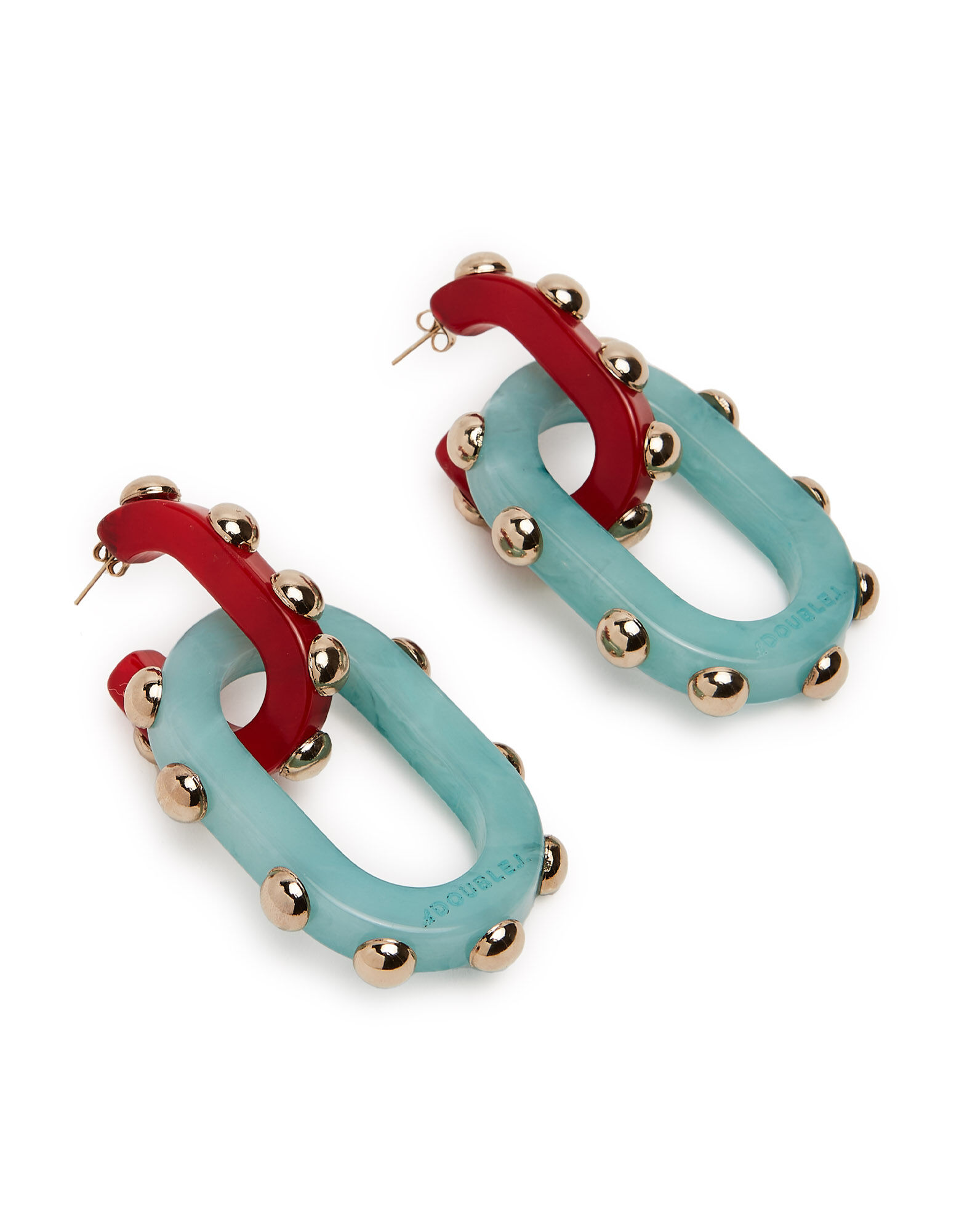 La DoubleJ Nefertiti Double Earrings Red EAR0040POL004SOLIDRE01