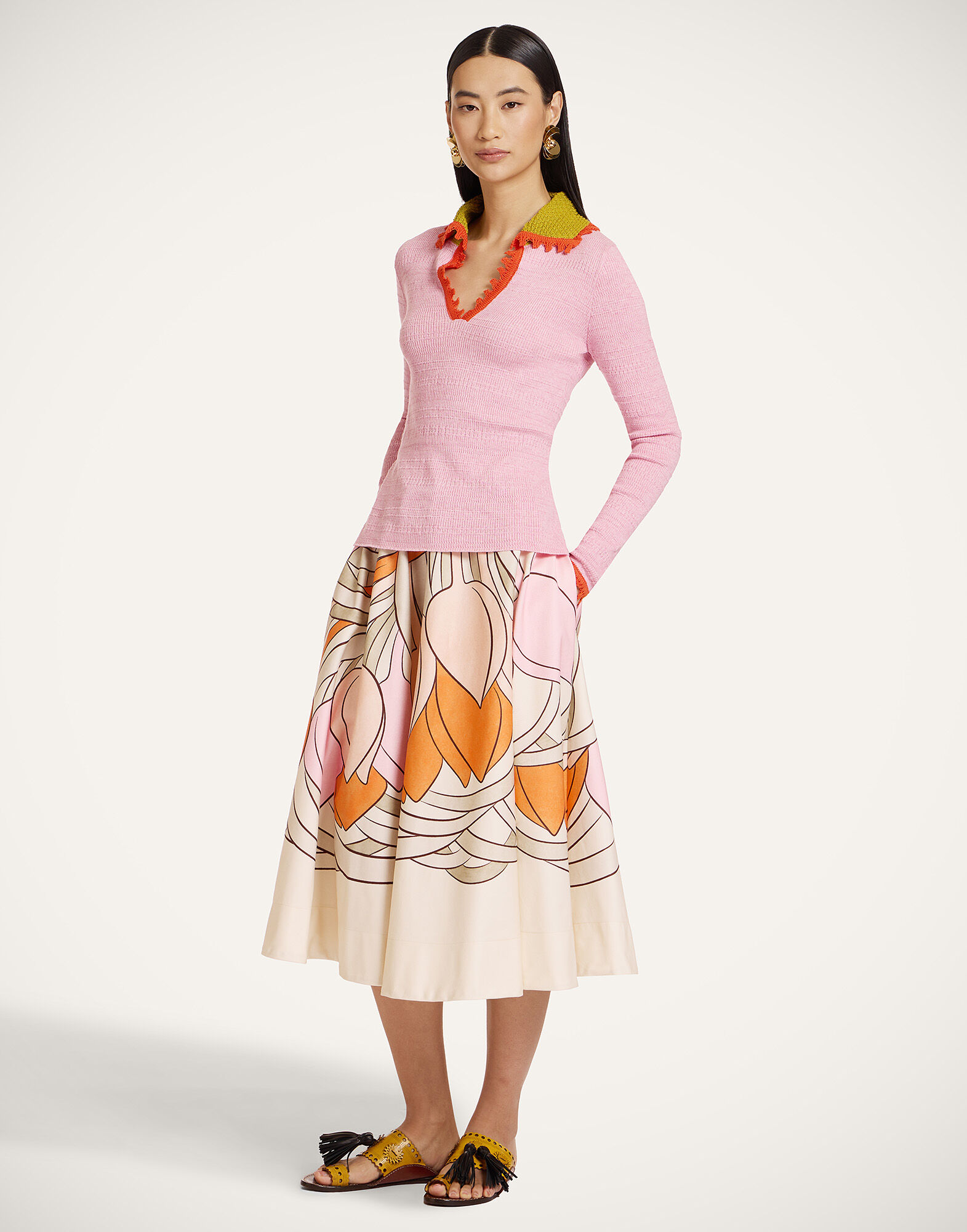 La DoubleJ Picket Polo Jumper Solid Pink PUL0280KNI154SOLIDPI01