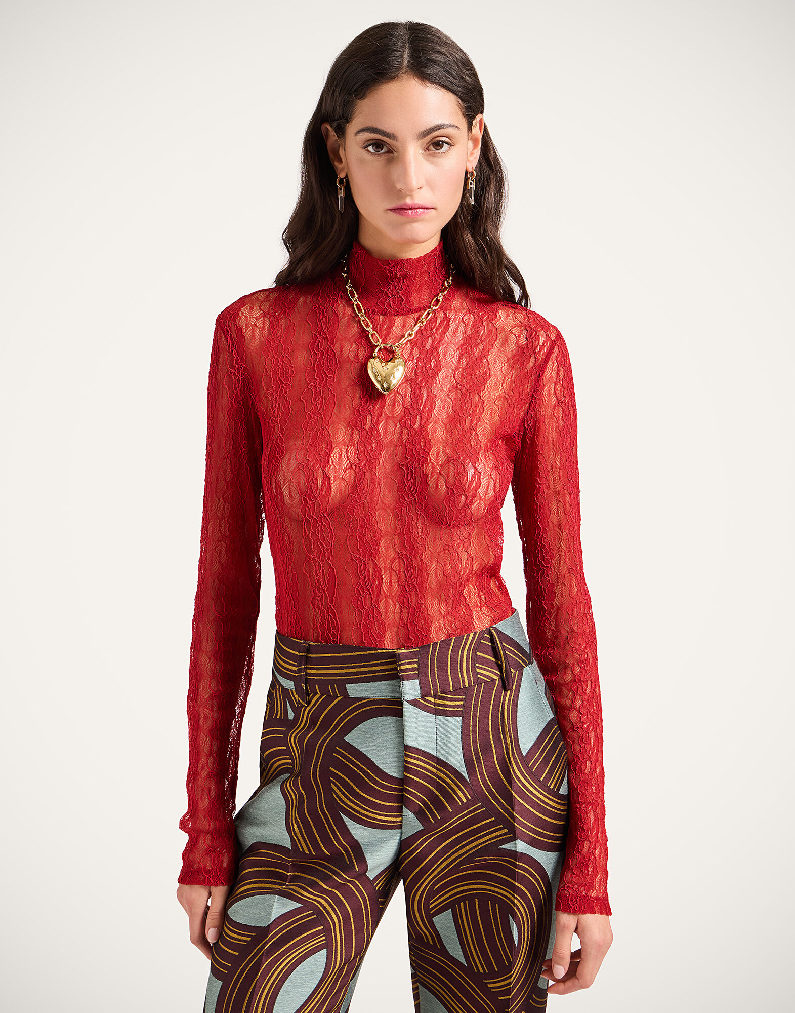 La DoubleJ Lacey Turtleneck Solid Brick Red TOP0180LAC007SOLIDRE06