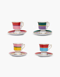 Rainbow set of 2 espresso cups and saucers in pink - La Double J