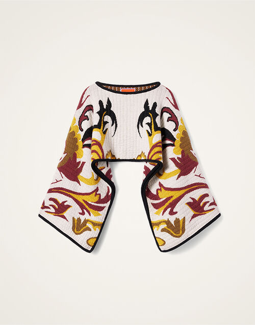 La DoubleJ In My Power Knit Stole Multicolor Ivory & Red SCA0082KNI177VA402BR05