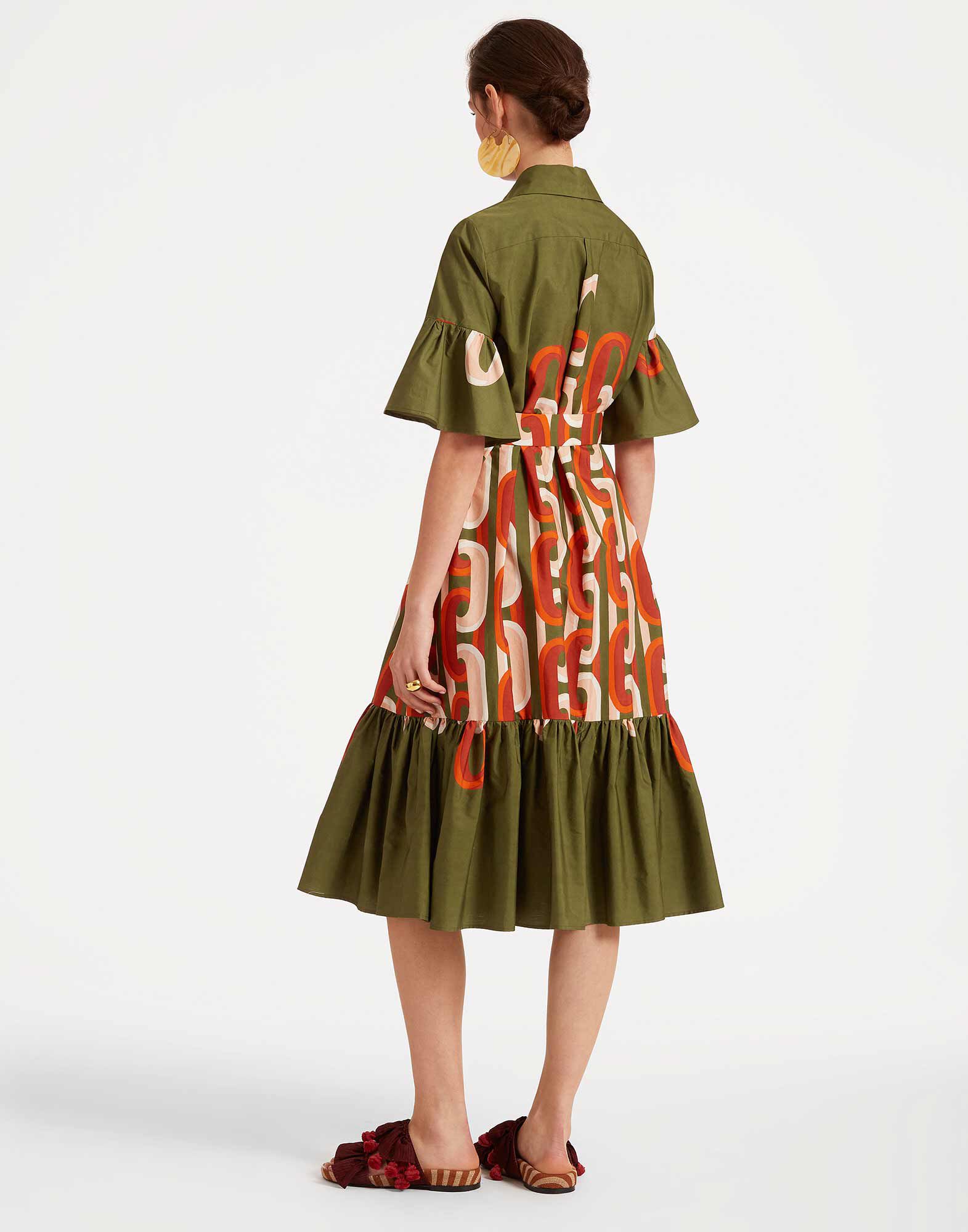 La DoubleJ Choux Midi Dress Prometheus Plac&eacute;e Camouflage DRE0733COT039EUS02GR08