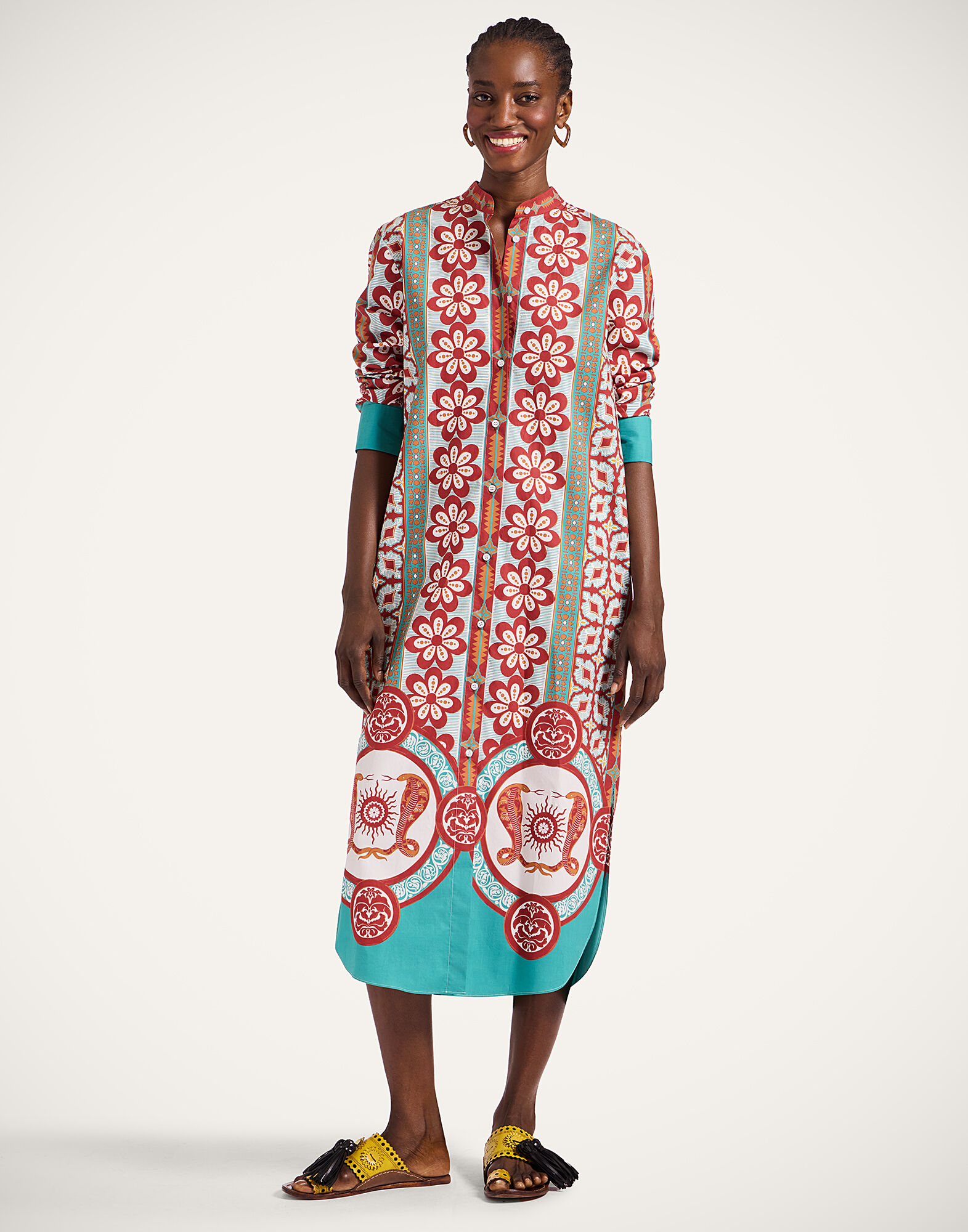 La DoubleJ Sundowner Tunic Pagoda Plac&eacute;e Rust DRE0924COT015PAG01OR04