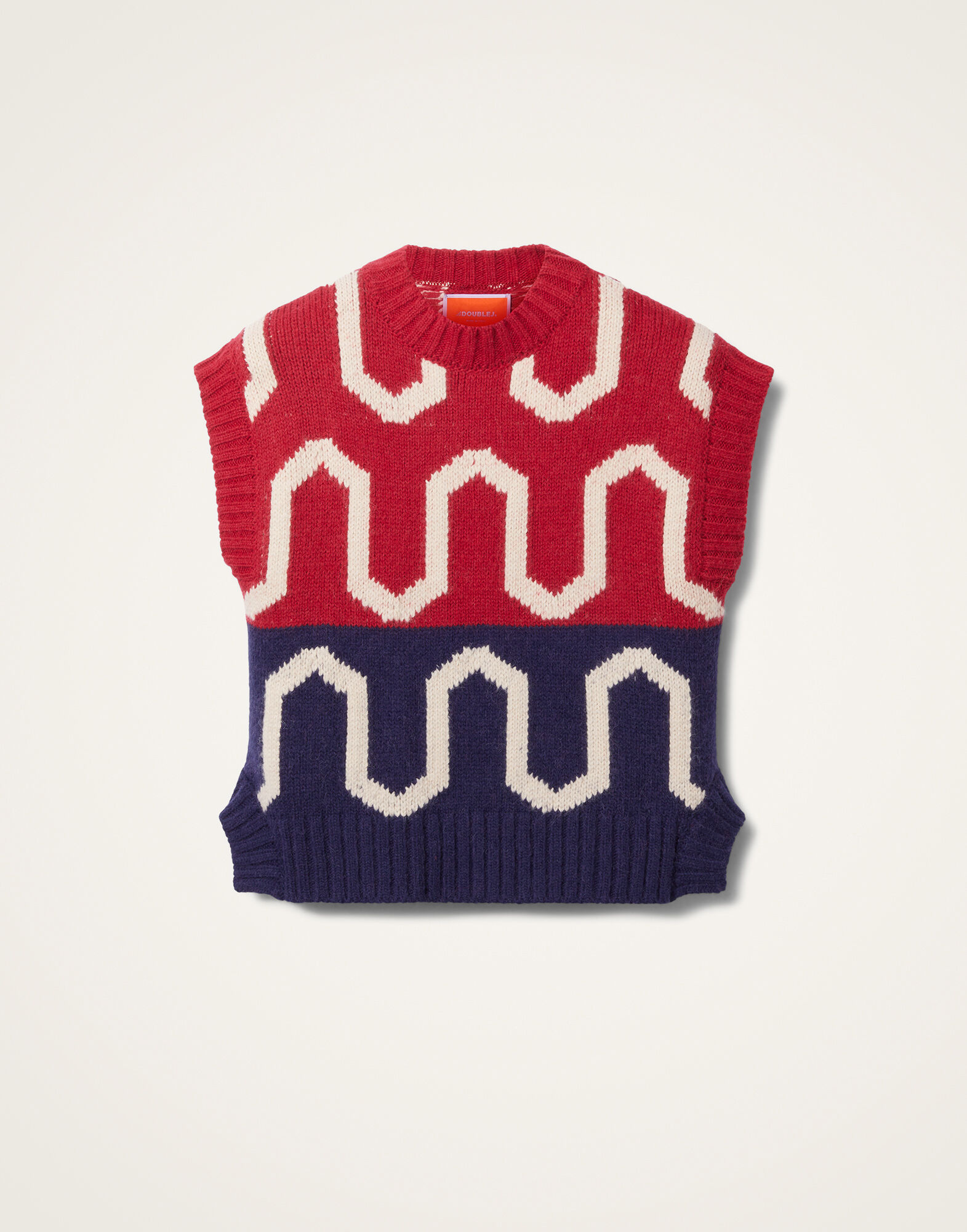La DoubleJ Comber Gilet Burgundy & Blue PUL0226KNI134VA312RE02