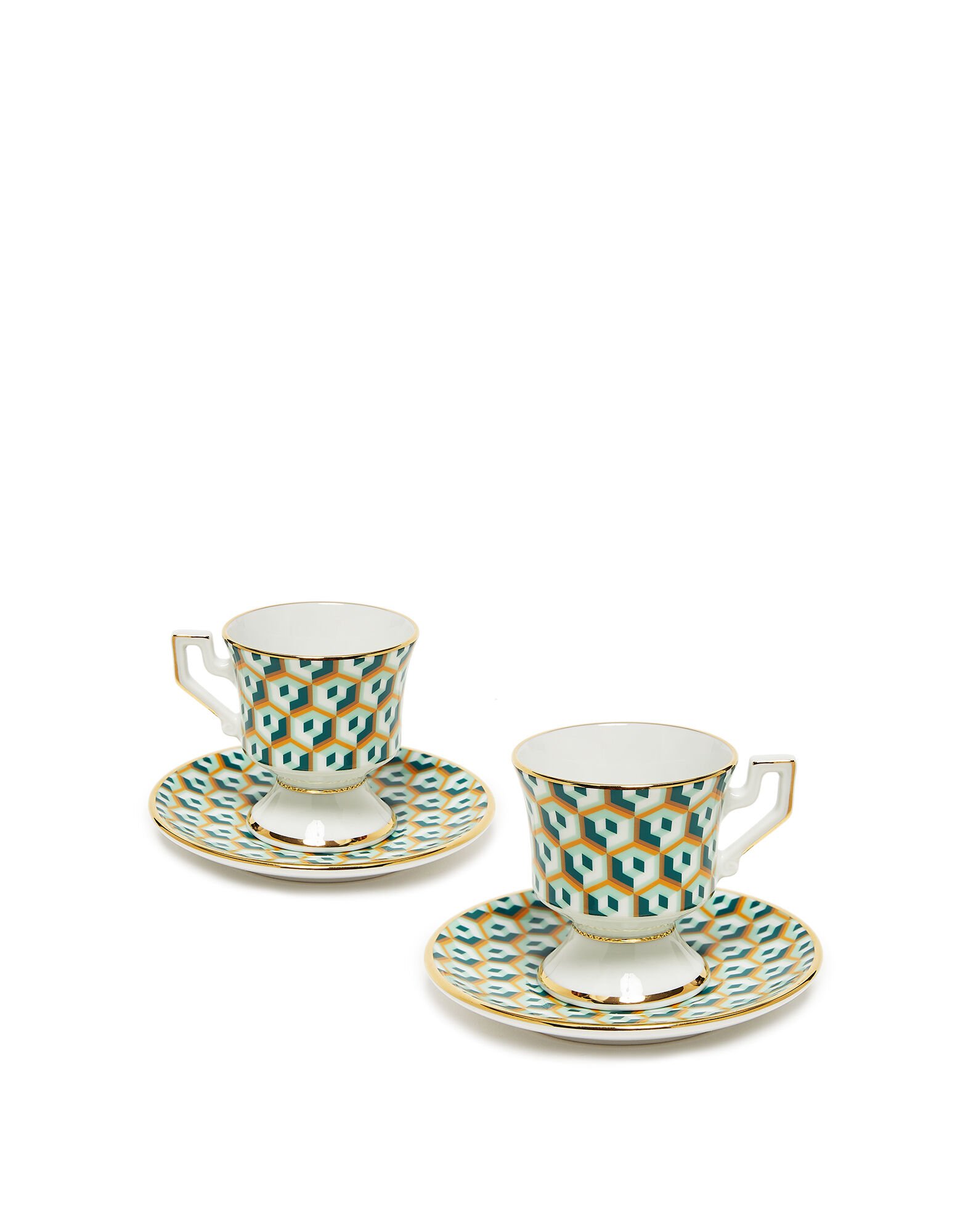La DoubleJ Espresso Cup & Saucer Set of 2 Cubi Verde DIS0007CER001CUB0007