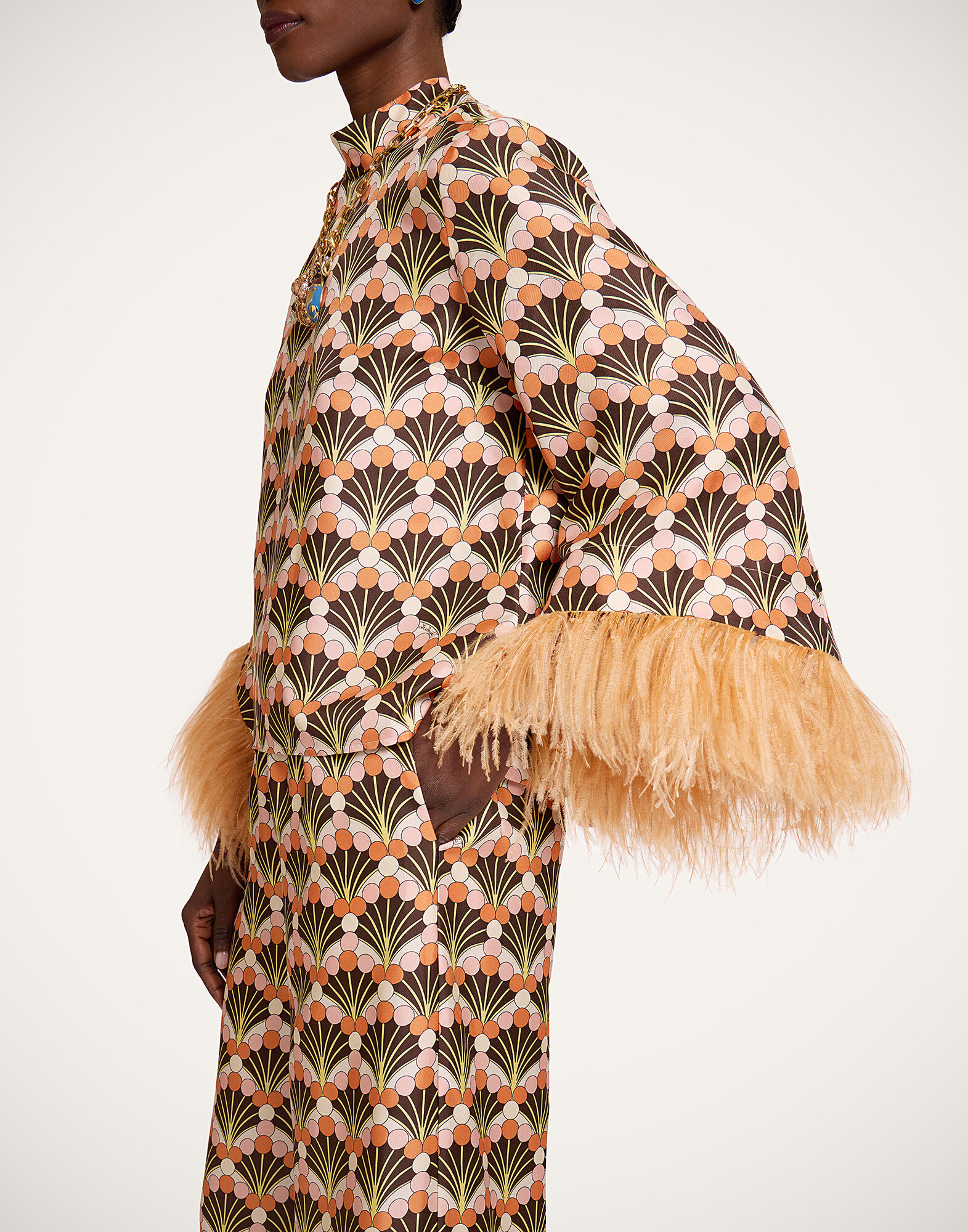 La DoubleJ Palazzo Pants Florette Fan Brown TRO0003SIL001FLF02BR02