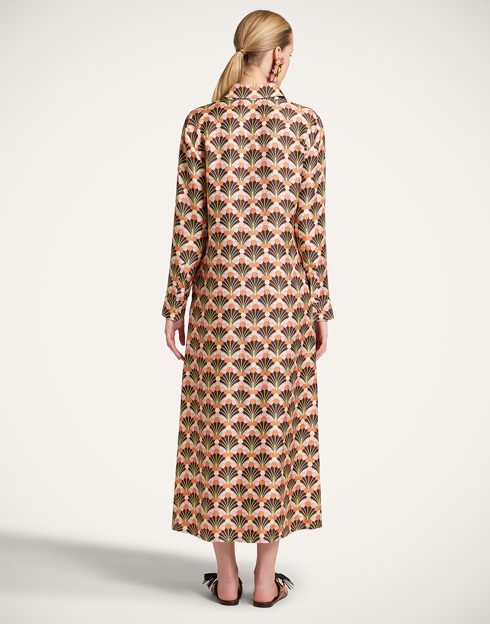 La DoubleJ Chemise Swing Dress Florette Fan Brown DRE0913SIL001FLF02BR02