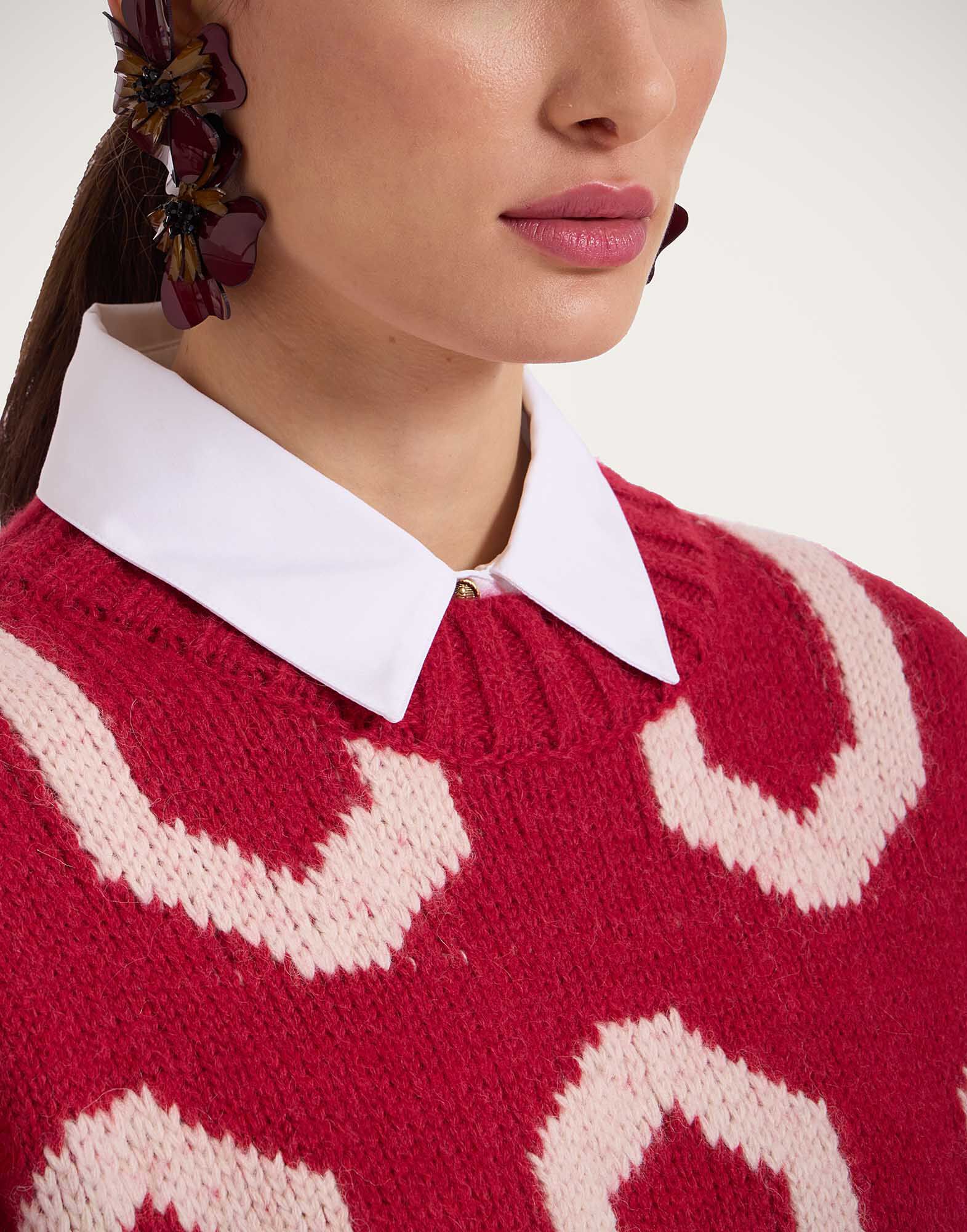 La DoubleJ Comber Gilet Burgundy & Blue PUL0226KNI134VA312RE02