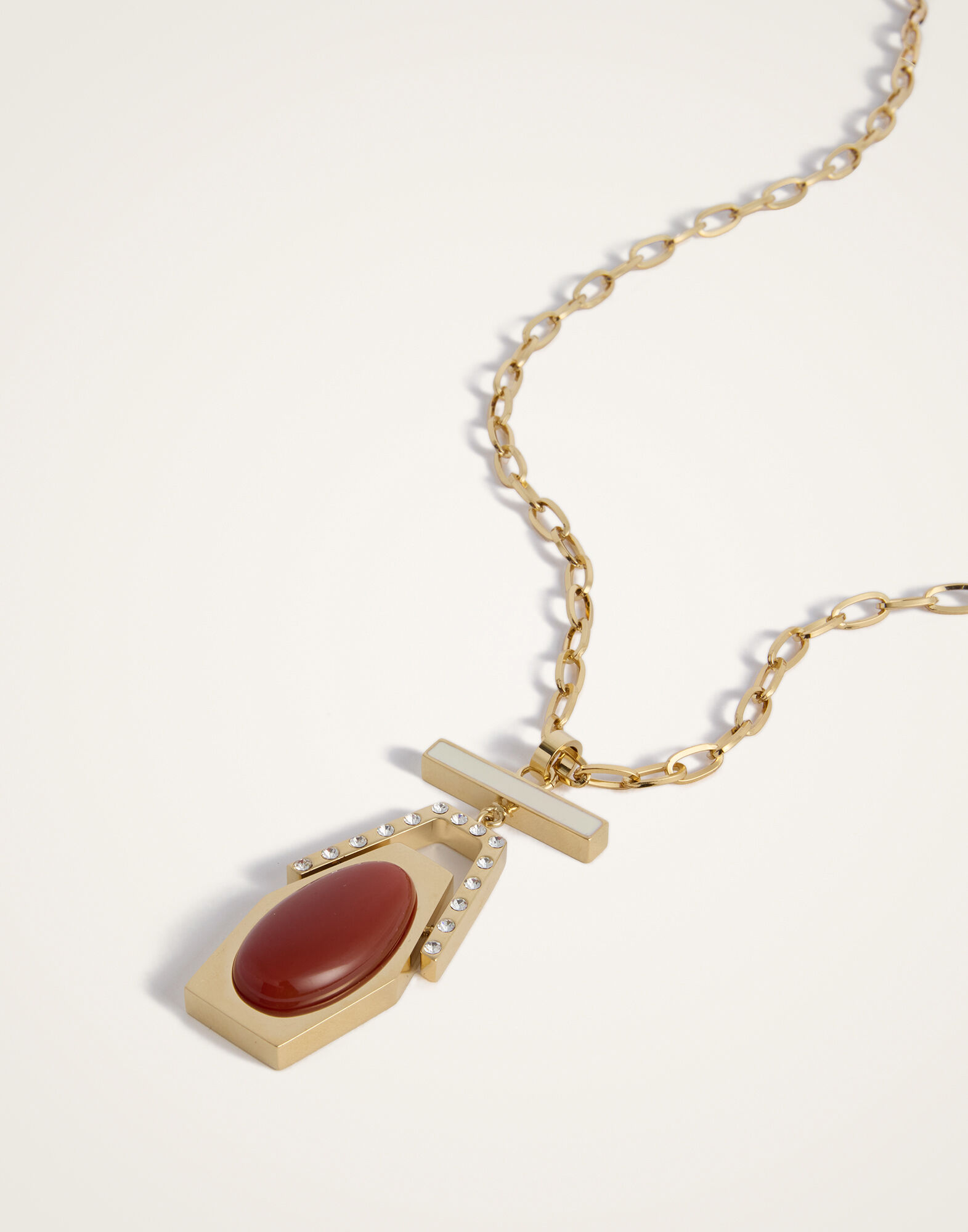 La DoubleJ Embellished Portal Necklace 24K Gold Plate & Red Agate NEC0023BRA003AGA01YE05