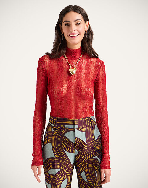 La DoubleJ Lacey Turtleneck Solid Brick Red TOP0180LAC007SOLIDRE06