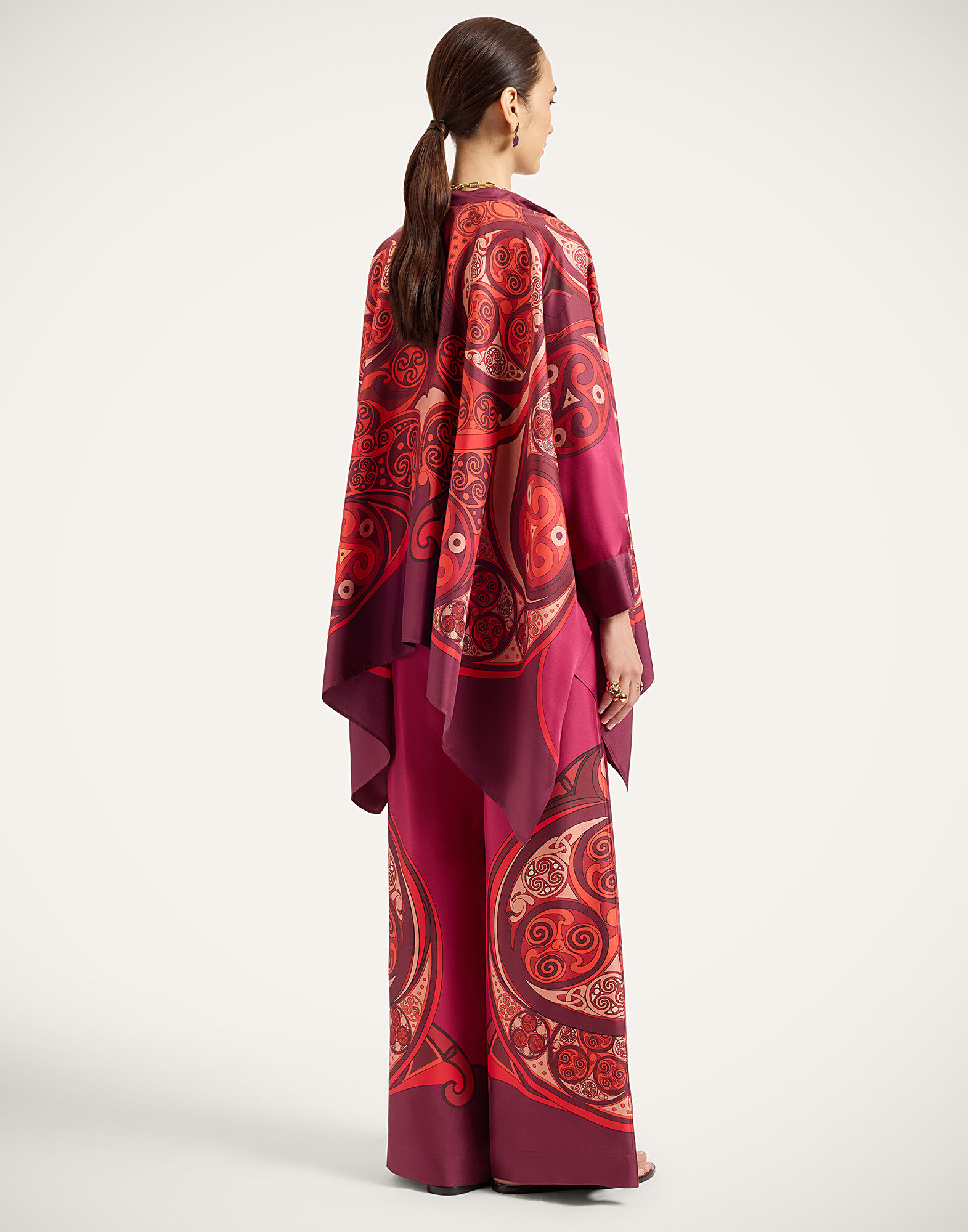 La DoubleJ Palazzo Pants Alchemy Plac&eacute;e Dark Red TRO0026SIL001ALC03RE40