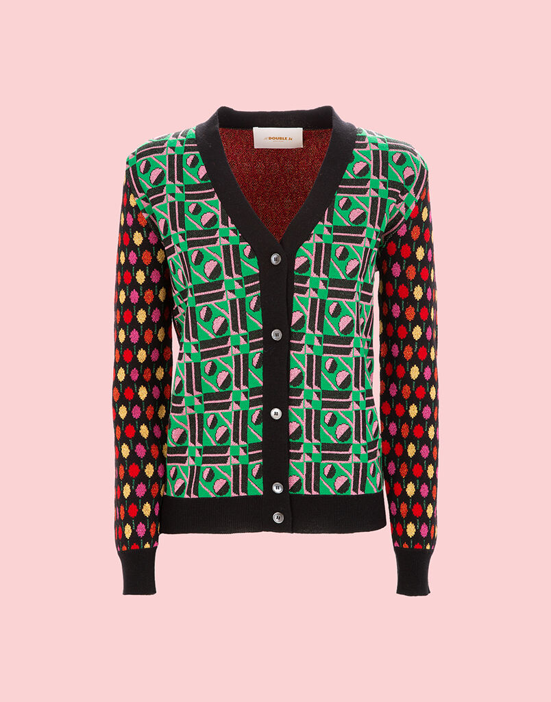 LaDoubleJ Cardigan Geometrico Verde/Ping Pong Multi PUL0016KNI011PIN0003