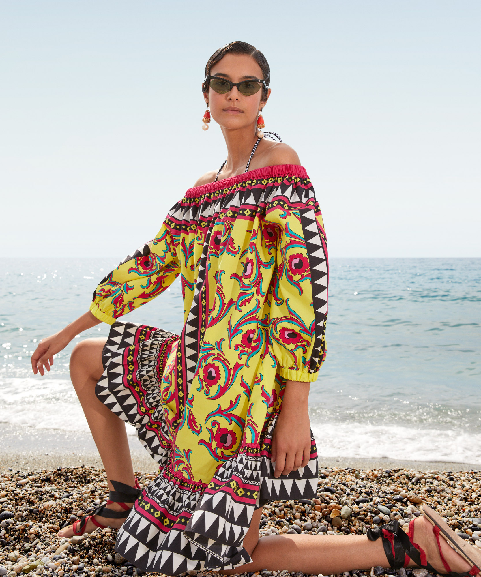 LaDoubleJ Short Paloma Dress Cartwheel Giallo DRE0226COT015CRW0004