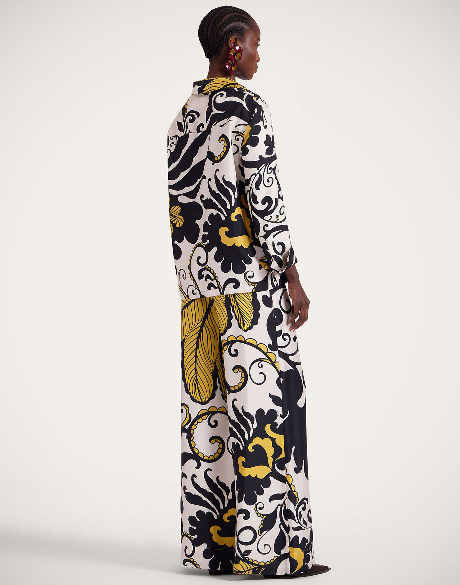 La DoubleJ Palazzo Pants Marea Black & White TRO0003SIL001MRE01BL03