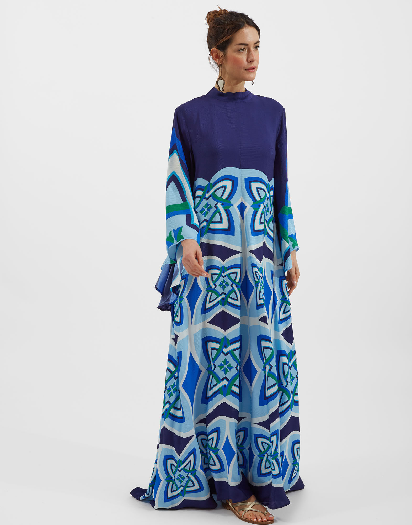 La DoubleJ Magnifico Dress Lakshmi Placed Blu DRE0232VIS004LAK02BU03