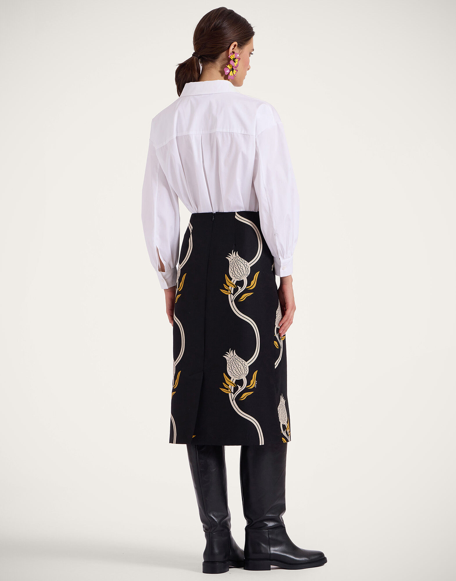 La DoubleJ Pencil Skirt Melograno Black & White SKI0011CAD001MEL01BL03