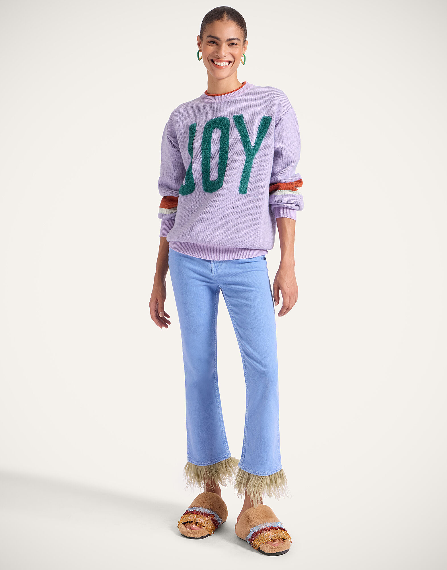 La DoubleJ Fancy Crop Jeans (With Feathers) Light Blue TRO0097DEN001SOLIDBU01