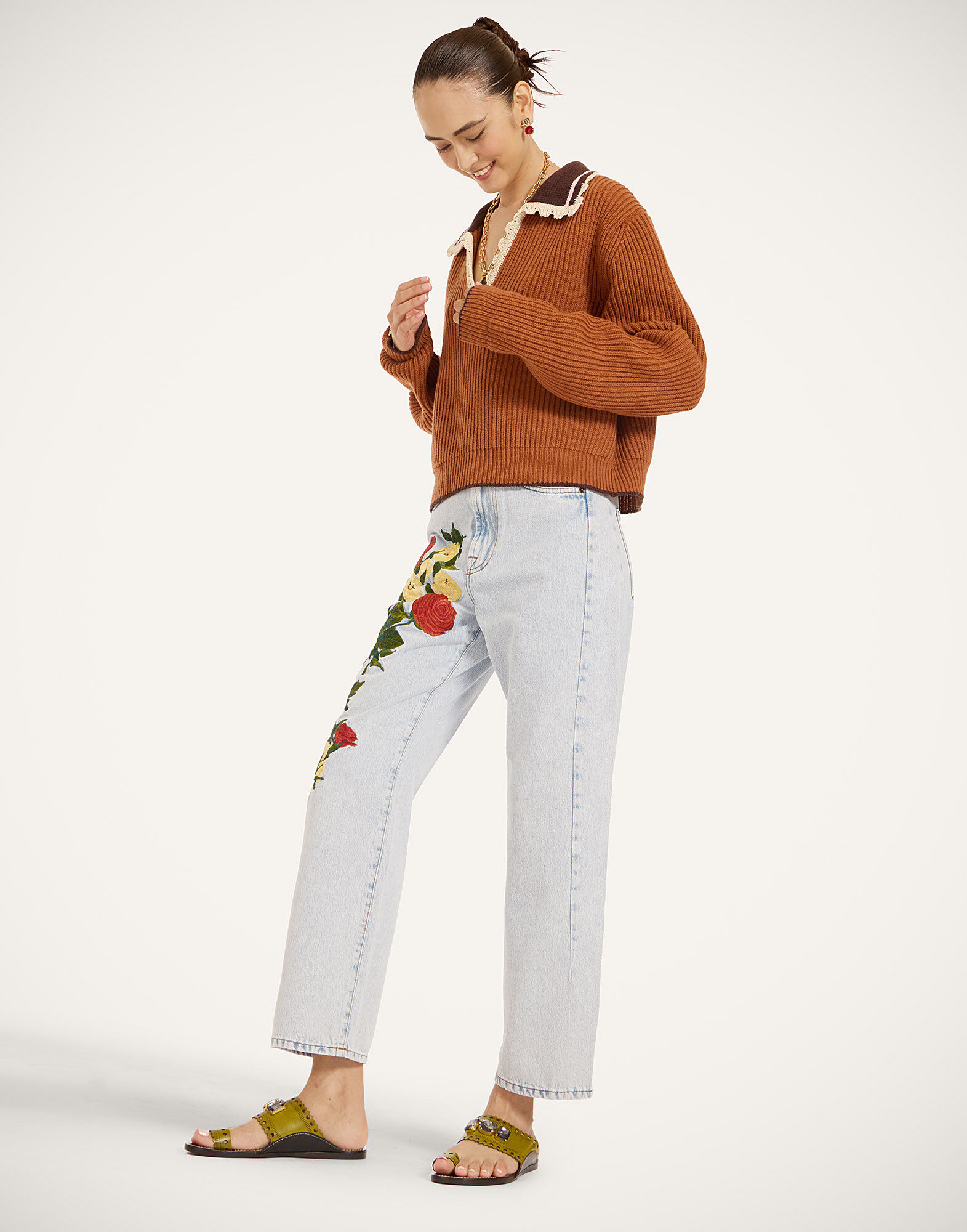 La DoubleJ The Barrel Jean Bloomy Multicolor Red & Yellow TRO0178DEN013VA384BU03