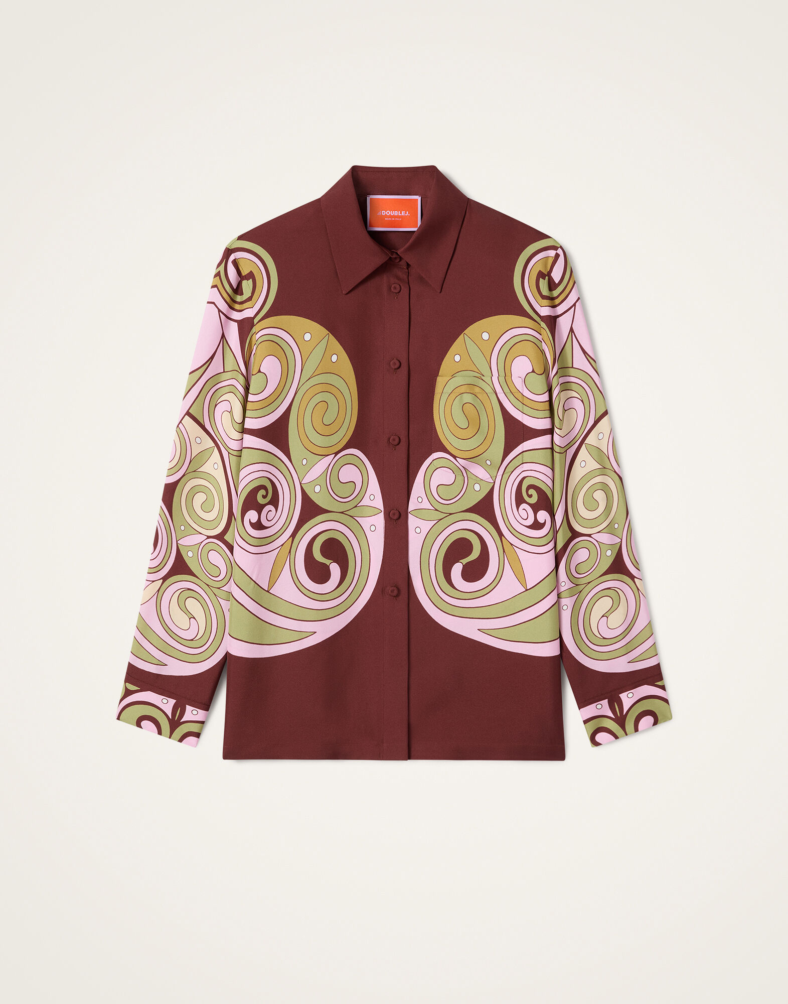 La DoubleJ Boy Shirt Kells Swirl Plac&eacute;e Burgundy SHI0040SIL026KLS01RE07