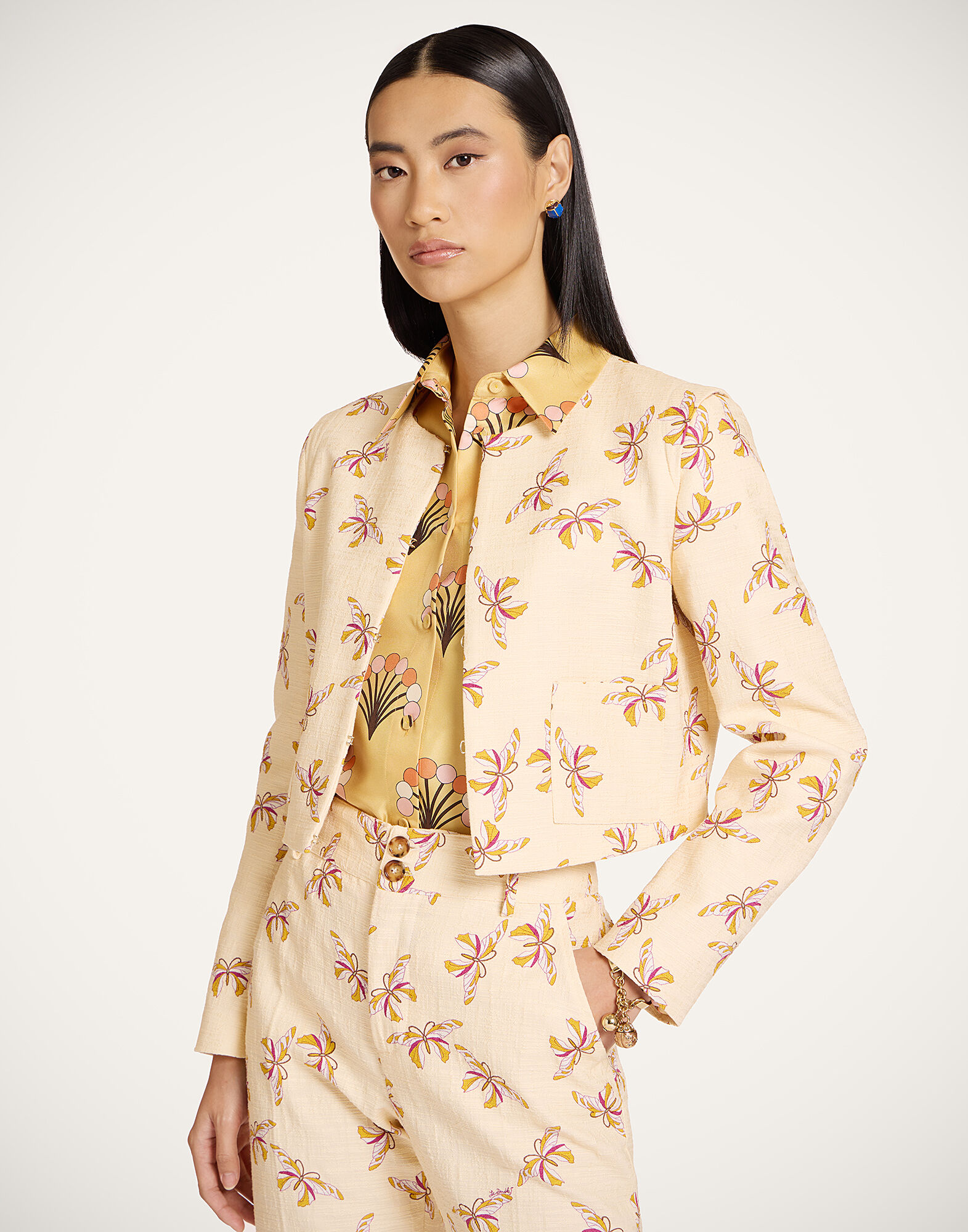 La DoubleJ Bijoux Jacket Farfalla Buttercream JAC0097COT005FAR08WH09