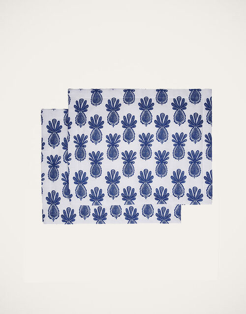 La DoubleJ Placemat Set Of 2 Pineapple Blu TBM0001LIN001PNP0017