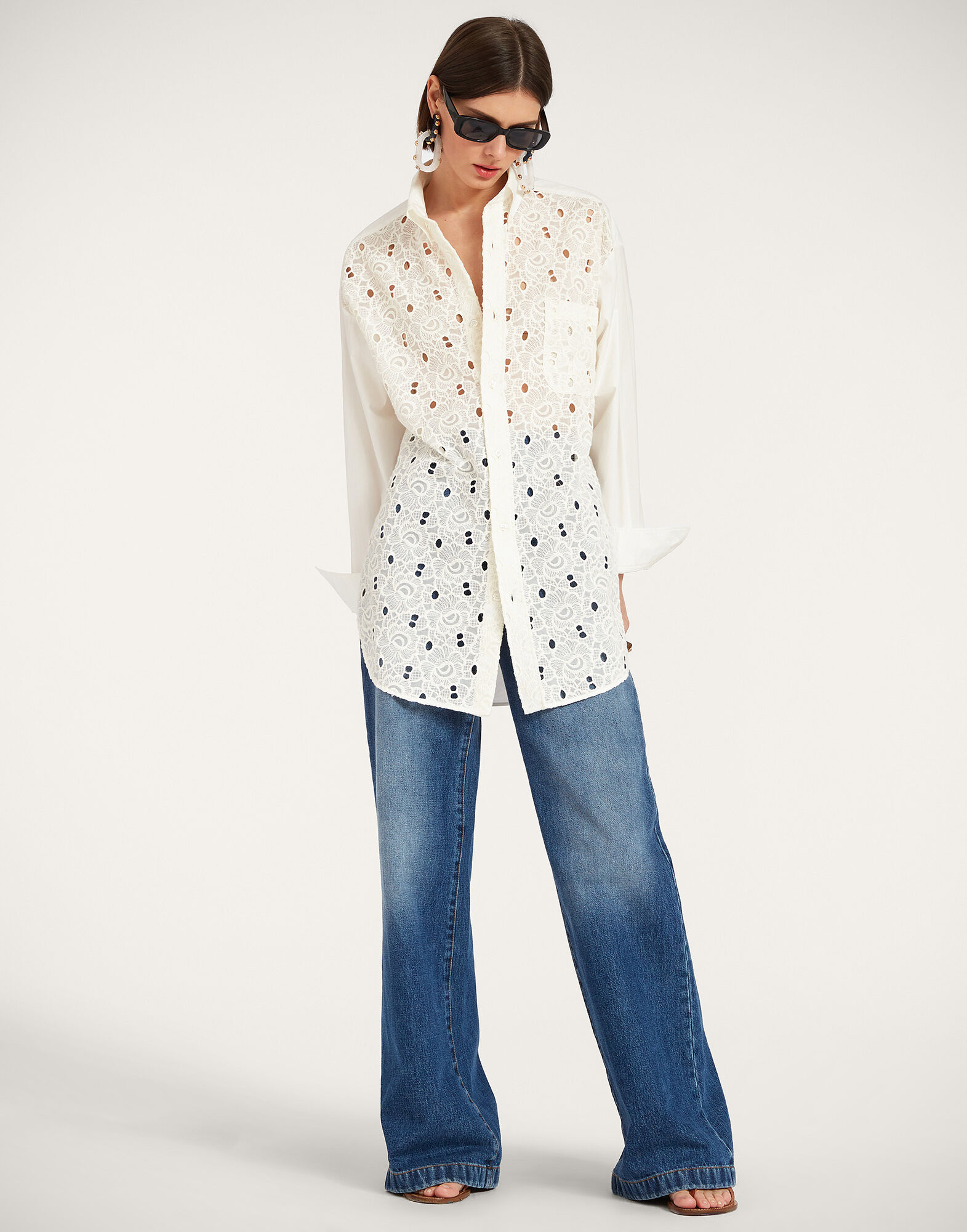 La DoubleJ Lacey Better Than Your Boyfriend's Shirt Solid Ivory SHI0100EMB035SOLIDWH04