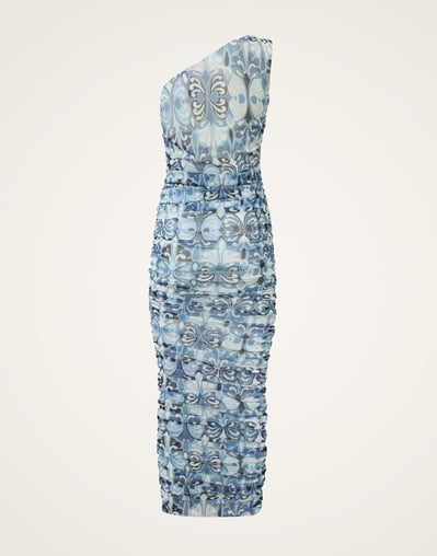la double j one shoulder dress La DoubleJ Roy Pansy-Print One-Shoulder Silk Twill Maxi Dress