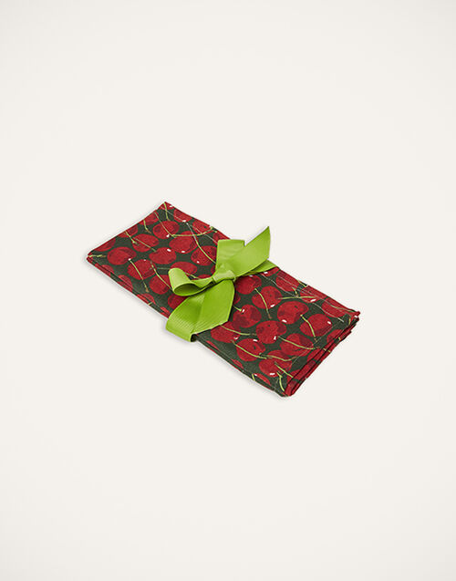 La DoubleJ Large Napkins Set Of 2 Cherries Verde NAP0006LIN001CHY0004