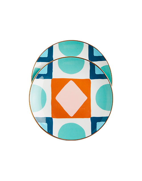 La DoubleJ Aperitivo Plate Set of 2 Diamond Dots DIS0045CER001CHA0004